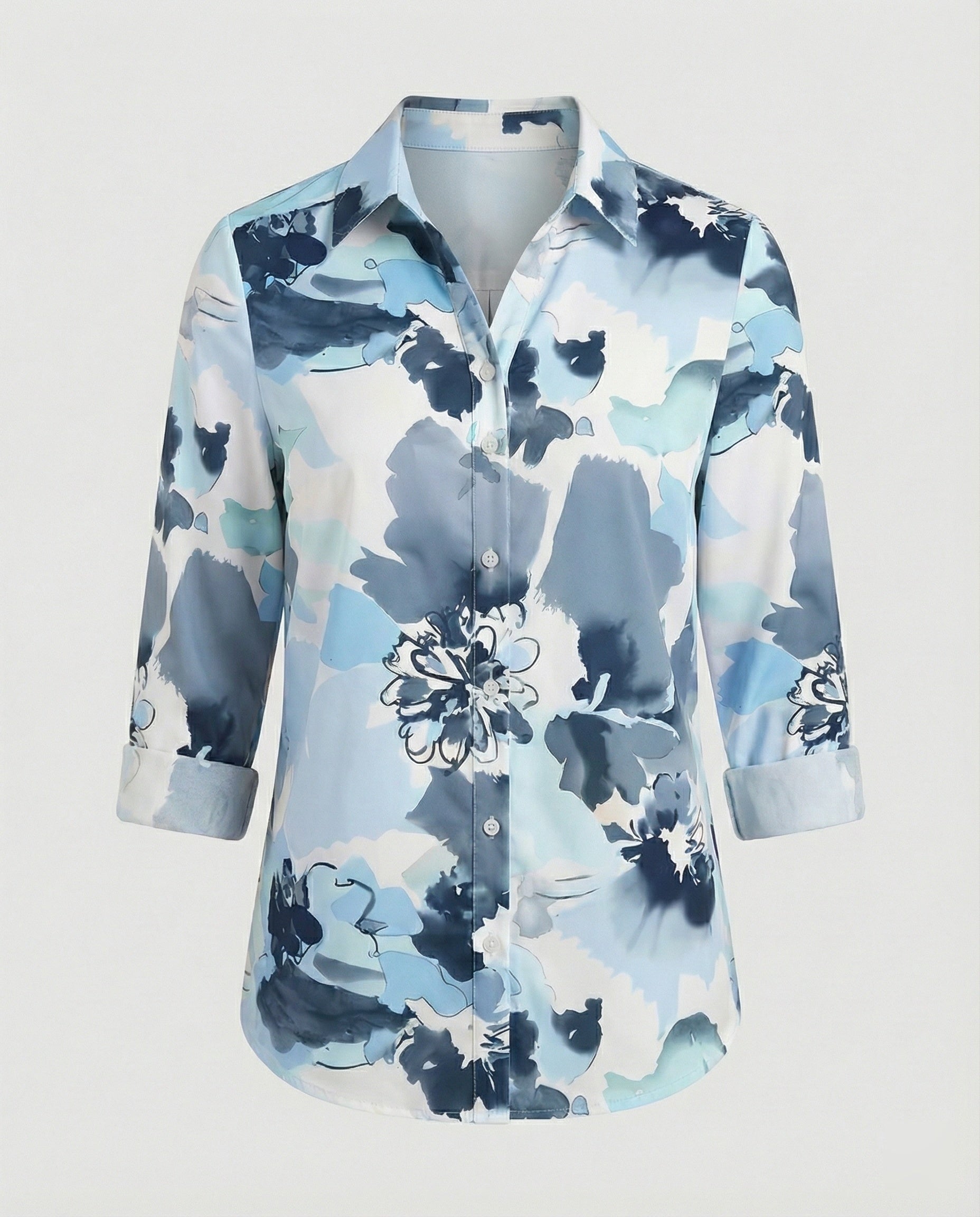 Shirt blouse silk look women floral