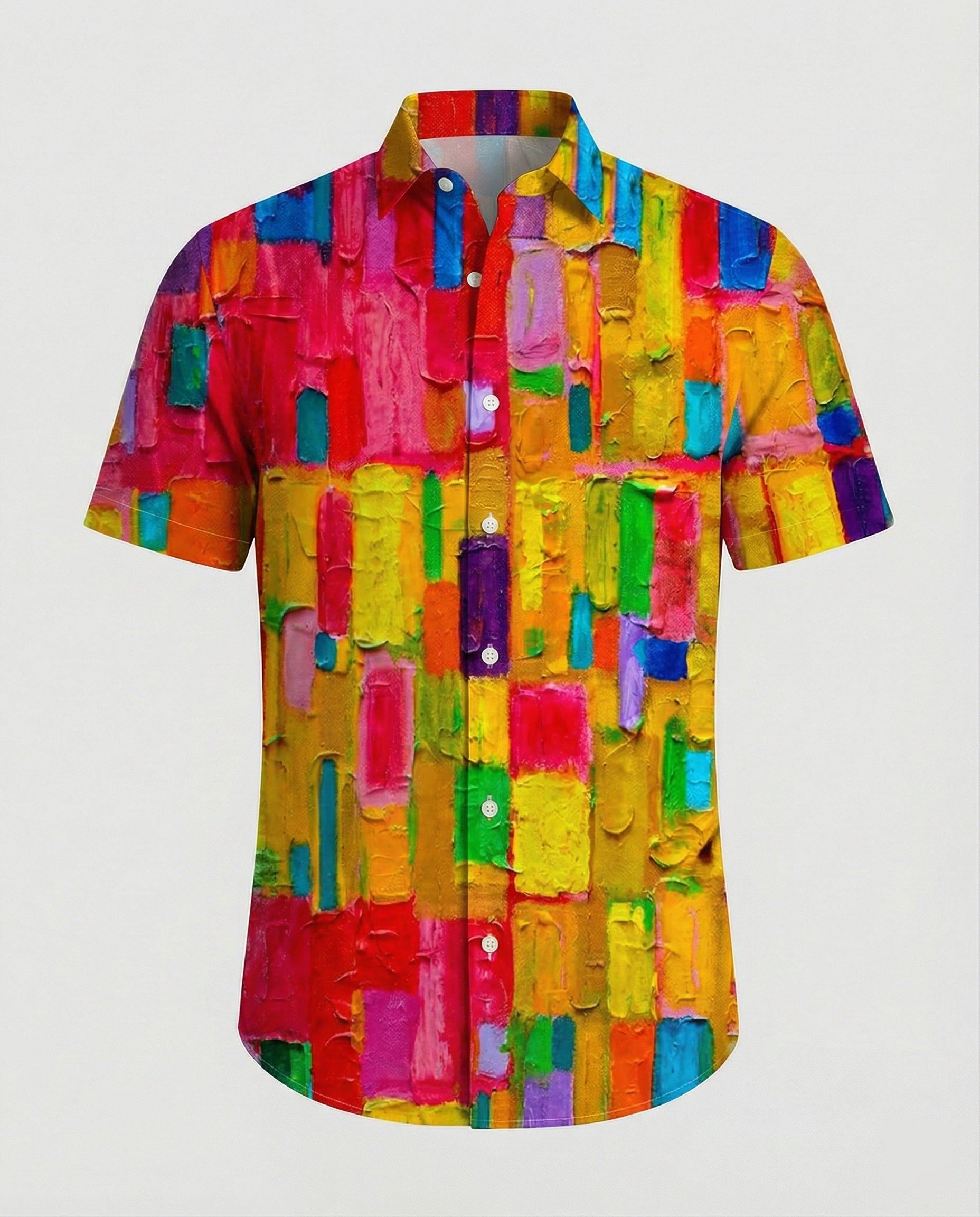 Short sleeve shirt men floral pattern linen look