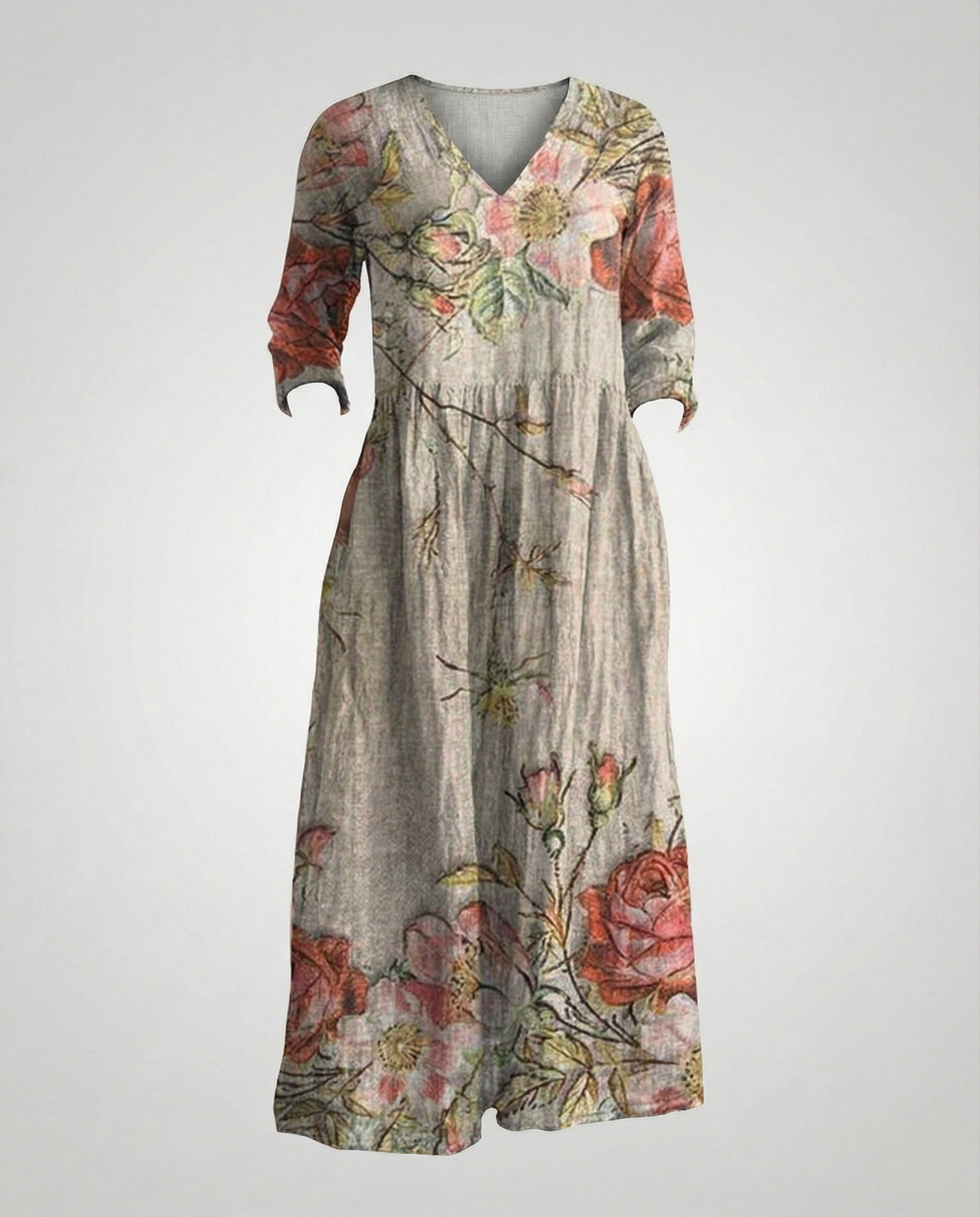 Women's Maxi Dress Summer Linen Look V-Neck