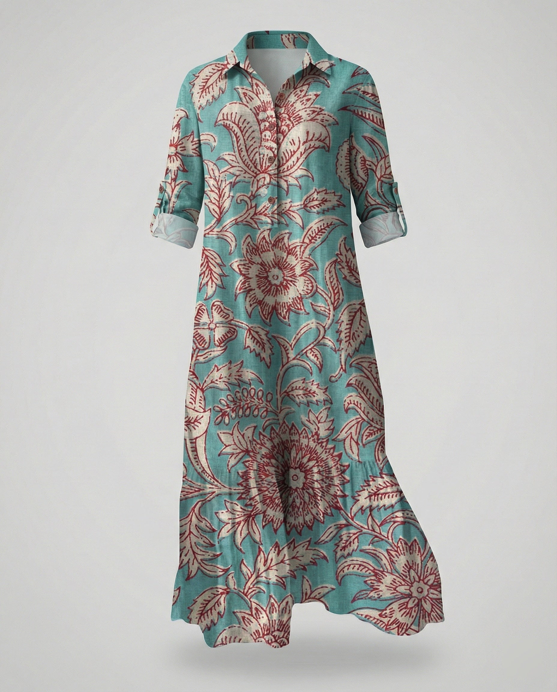Ladies' shirt dress with ruffles