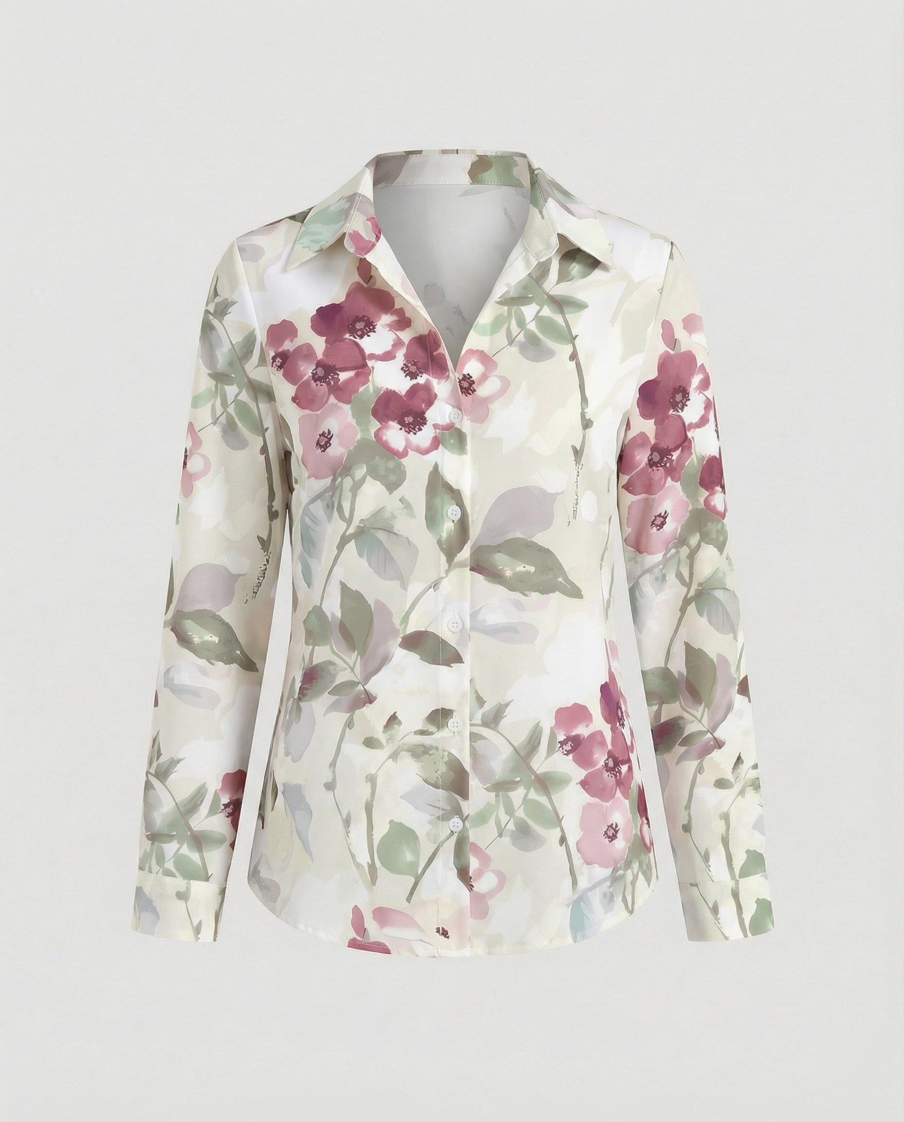 Shirt blouse silk look women floral