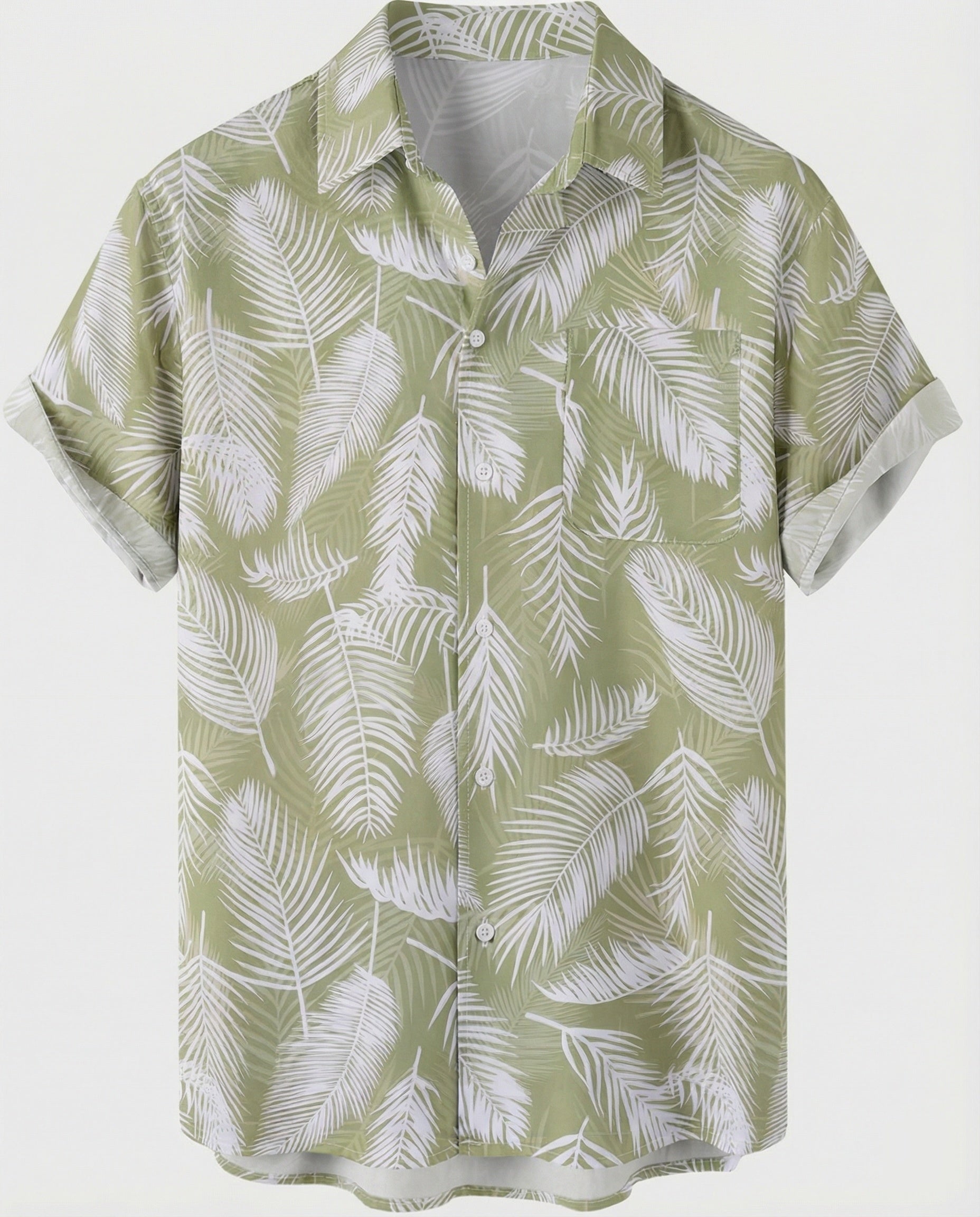 Short Sleeve Hawaii Shirt Men Palm Print