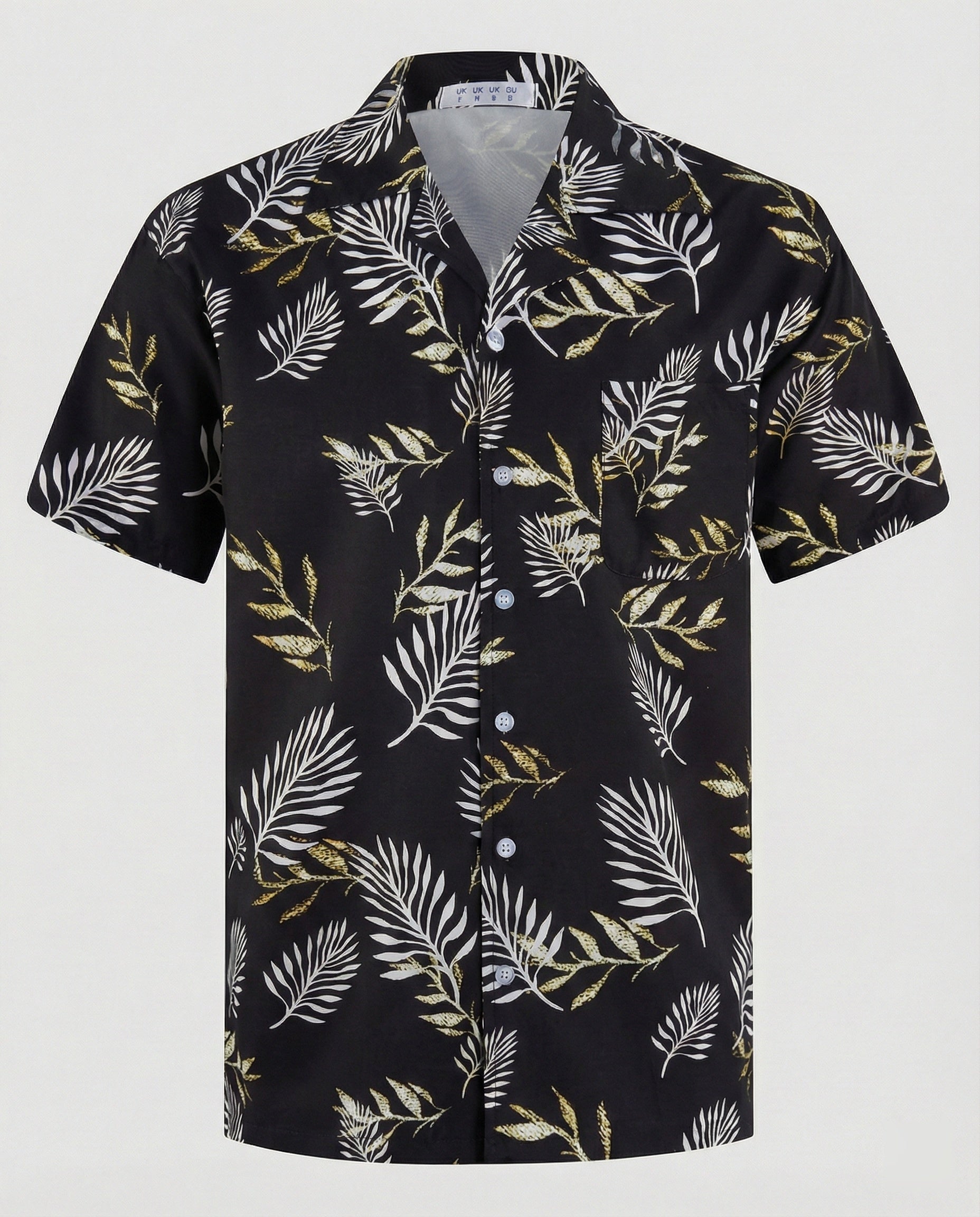 Short Sleeve Hawaii Shirt Men Palm Print