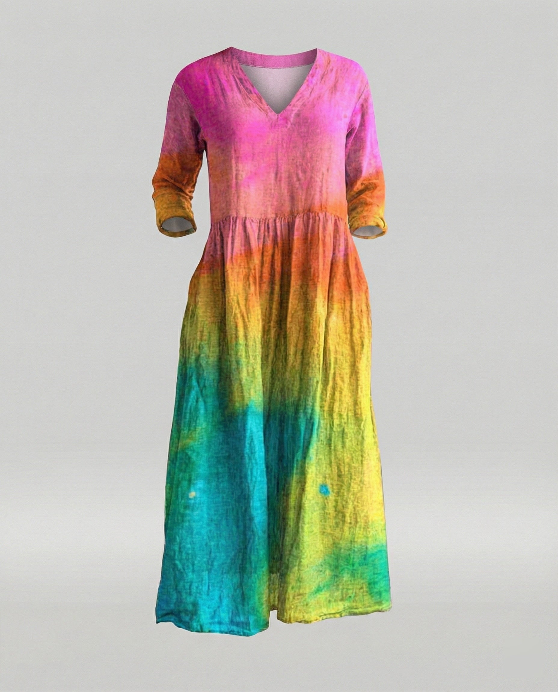 Women's Boho Maxi Dress Summer Linen Look