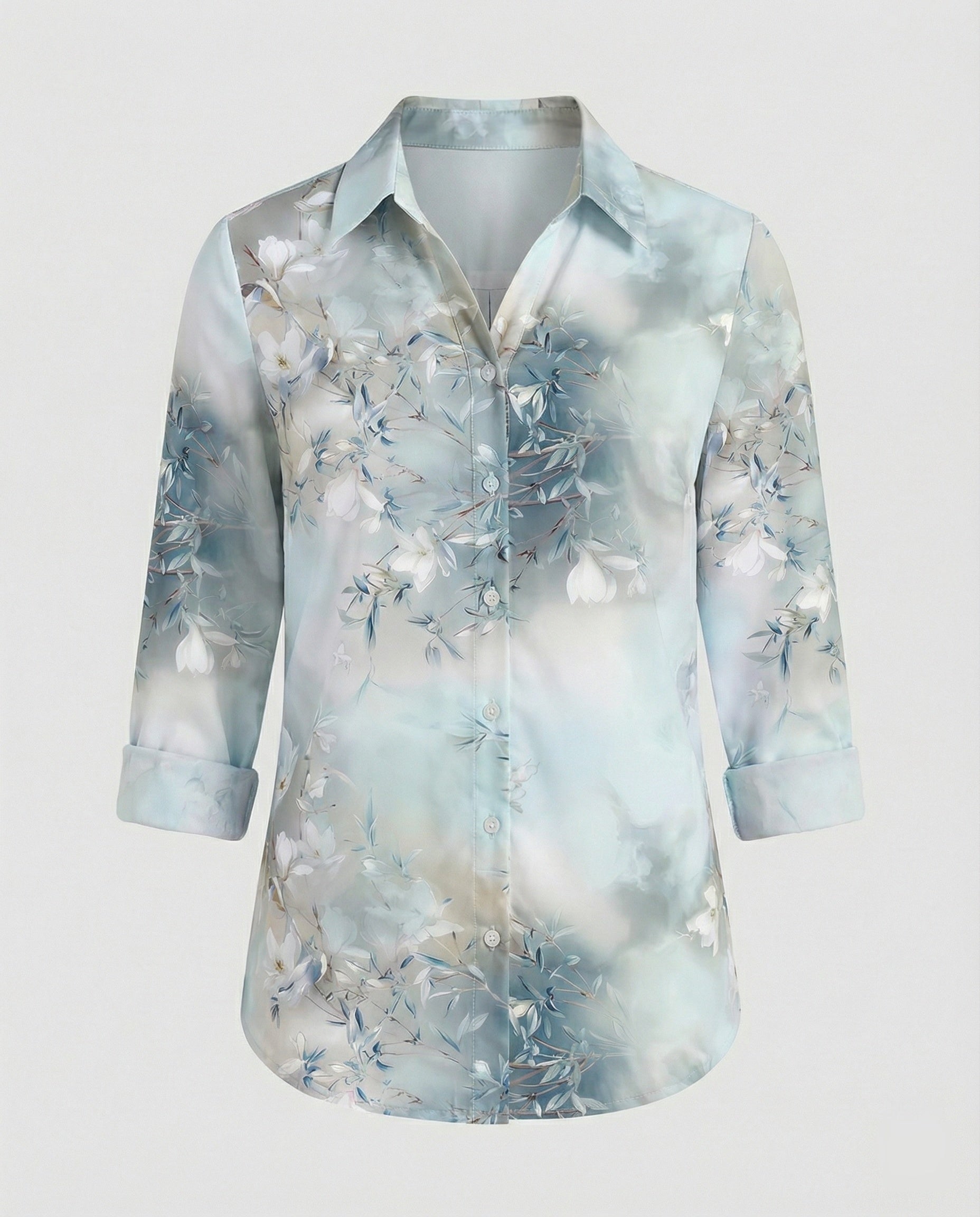 Shirt blouse silk look women floral