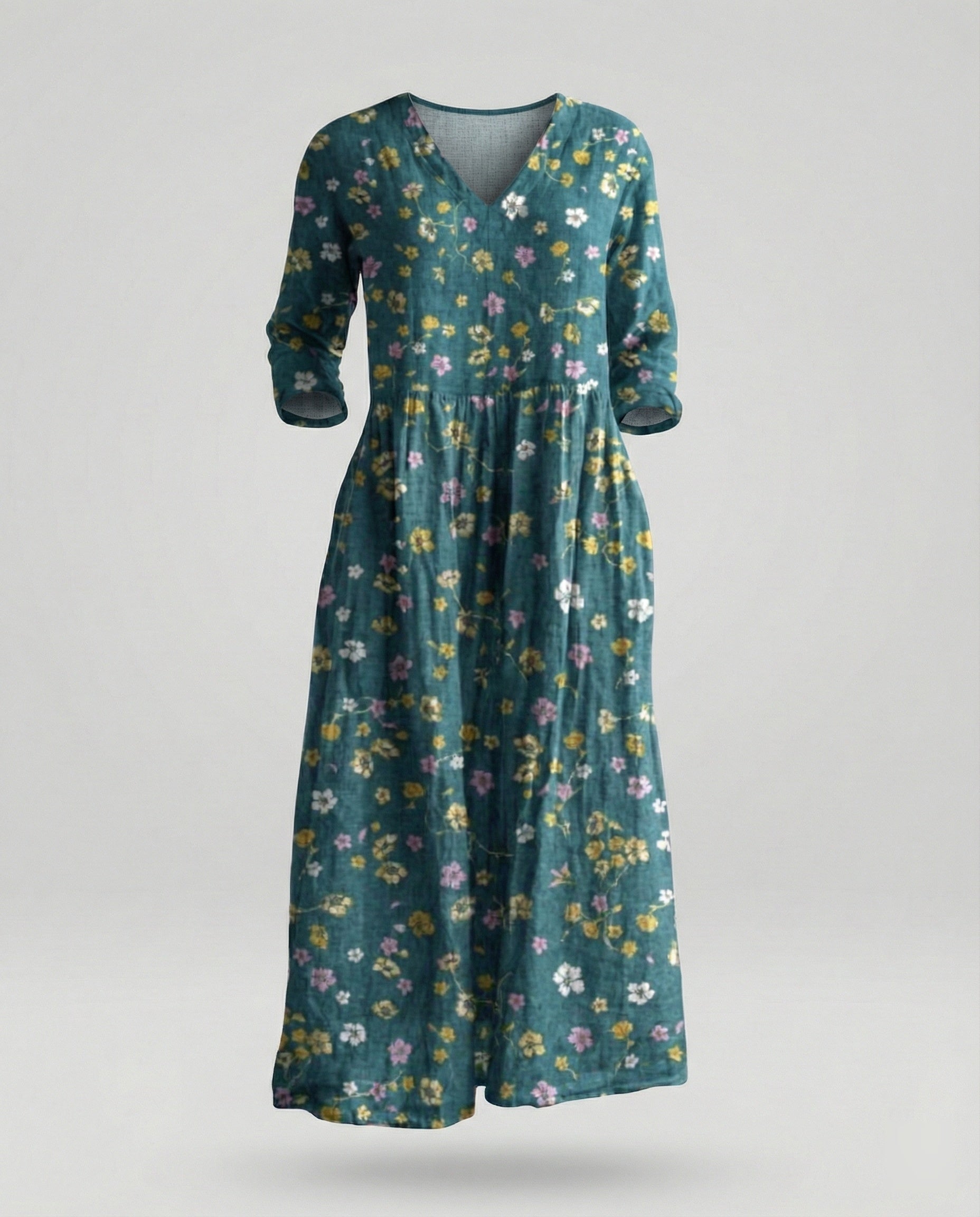 Women's Maxi Dress Summer Linen Look V-Neck