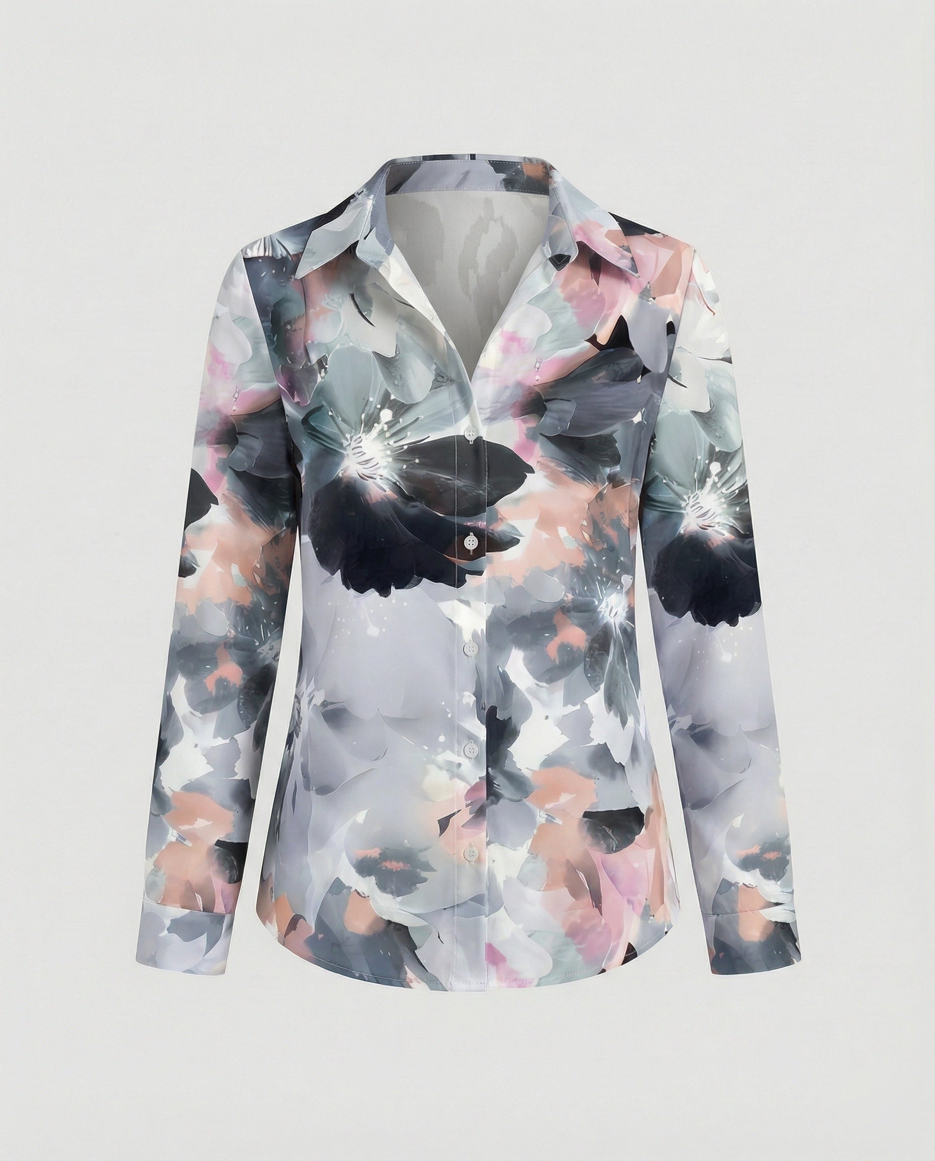 Shirt blouse silk look women floral