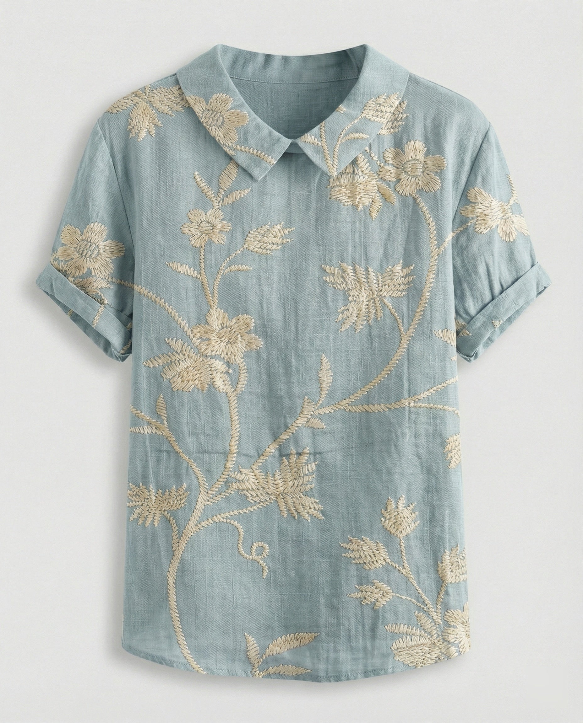 Ladies Blouse Linen Peter Pan Collar