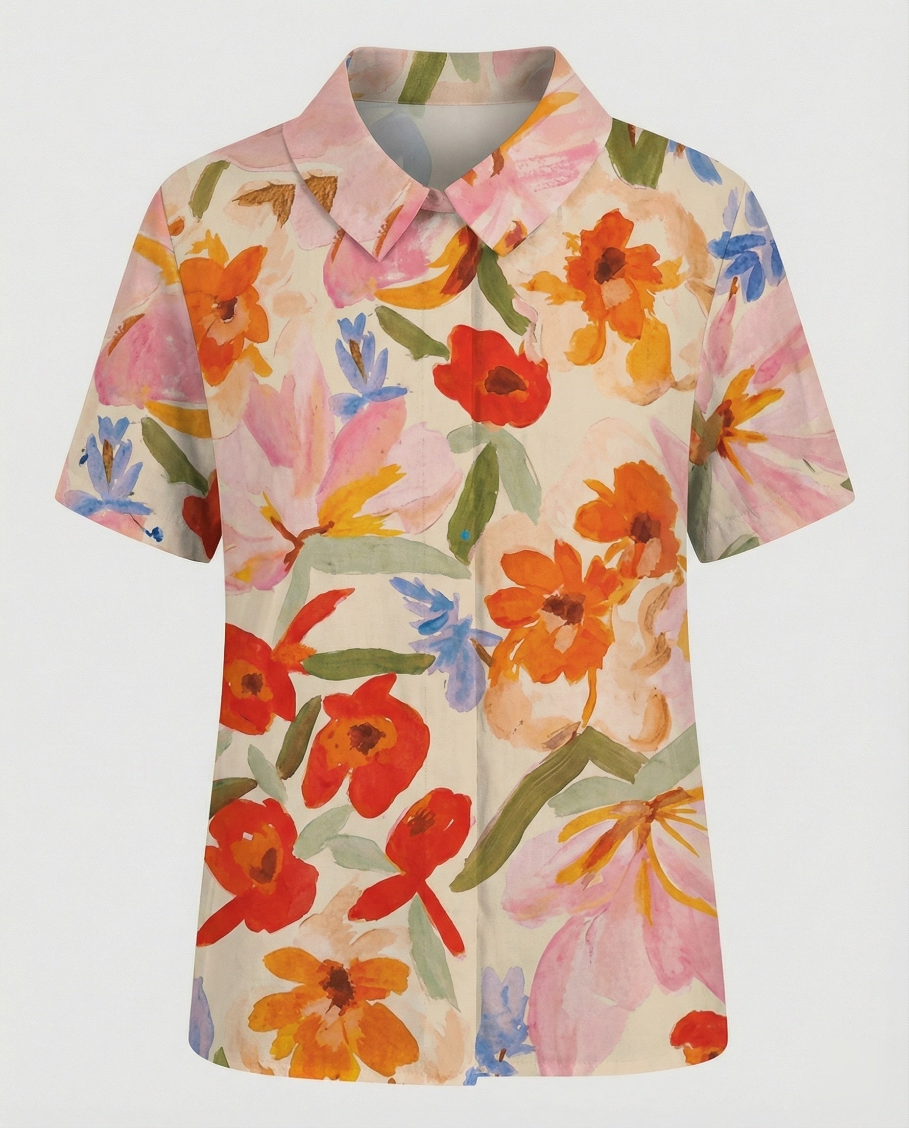 Ladies Blouse Linen Peter Pan Collar