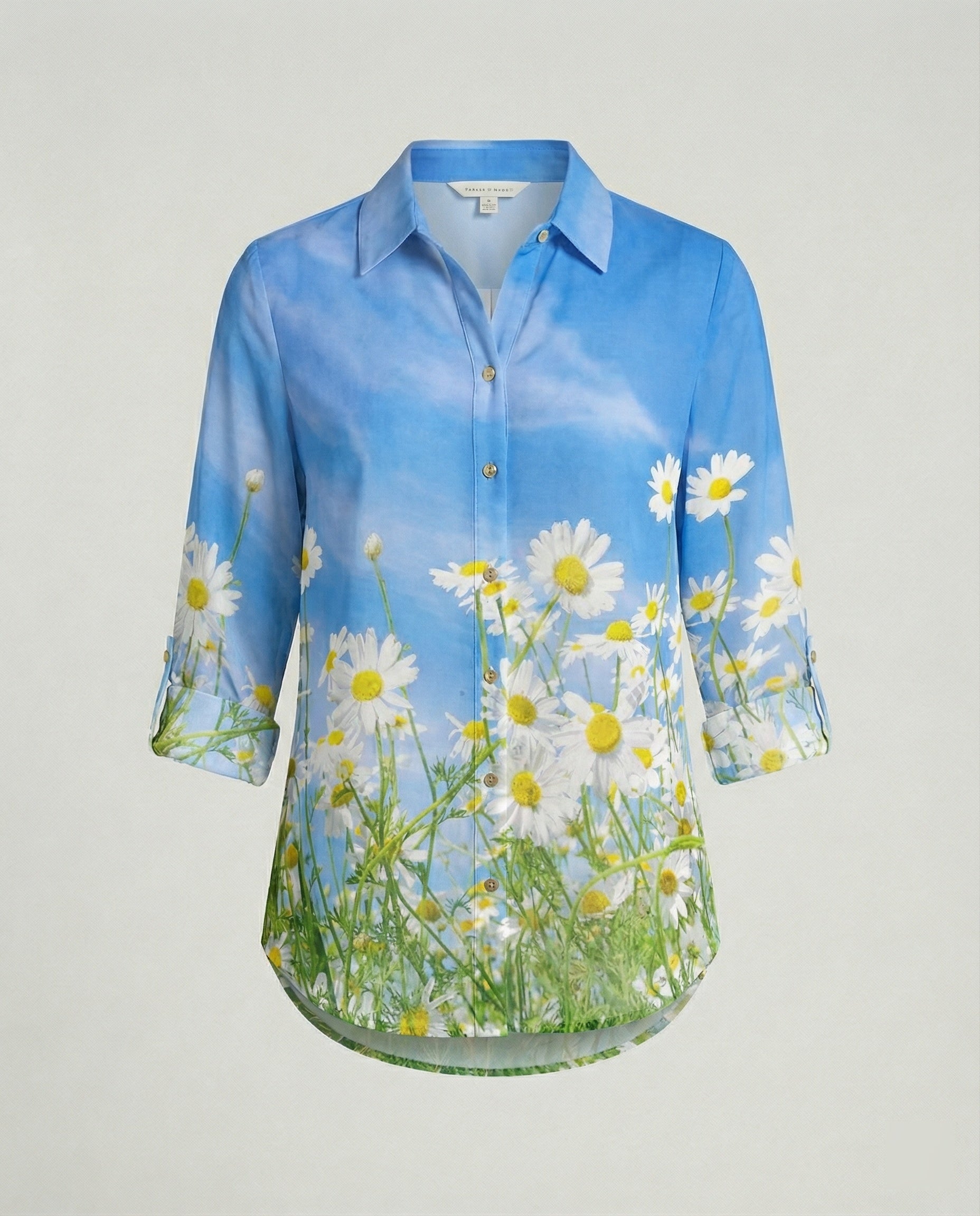 Linen look blouse women floral