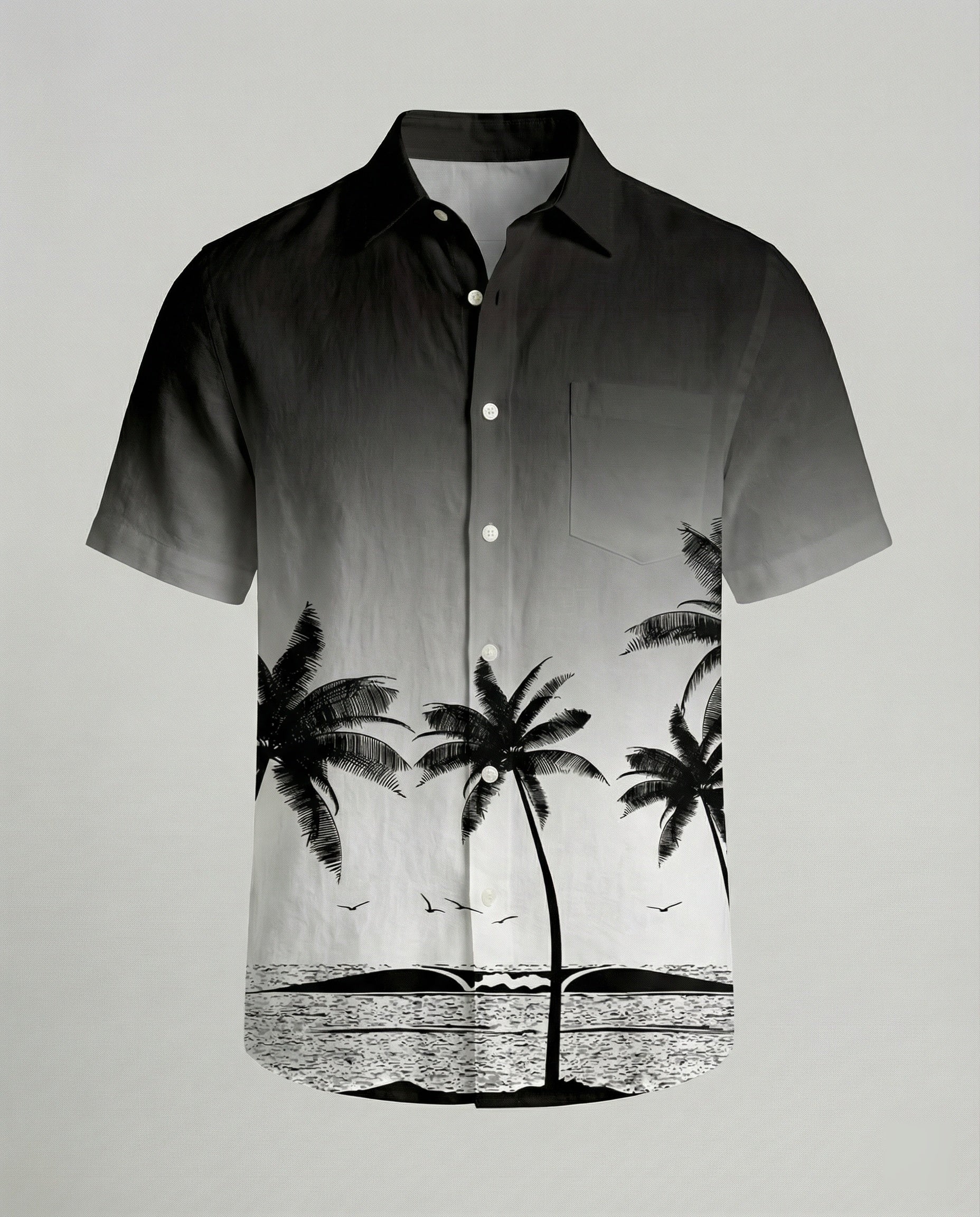 Short Sleeve Hawaii Shirt Men Palm Print