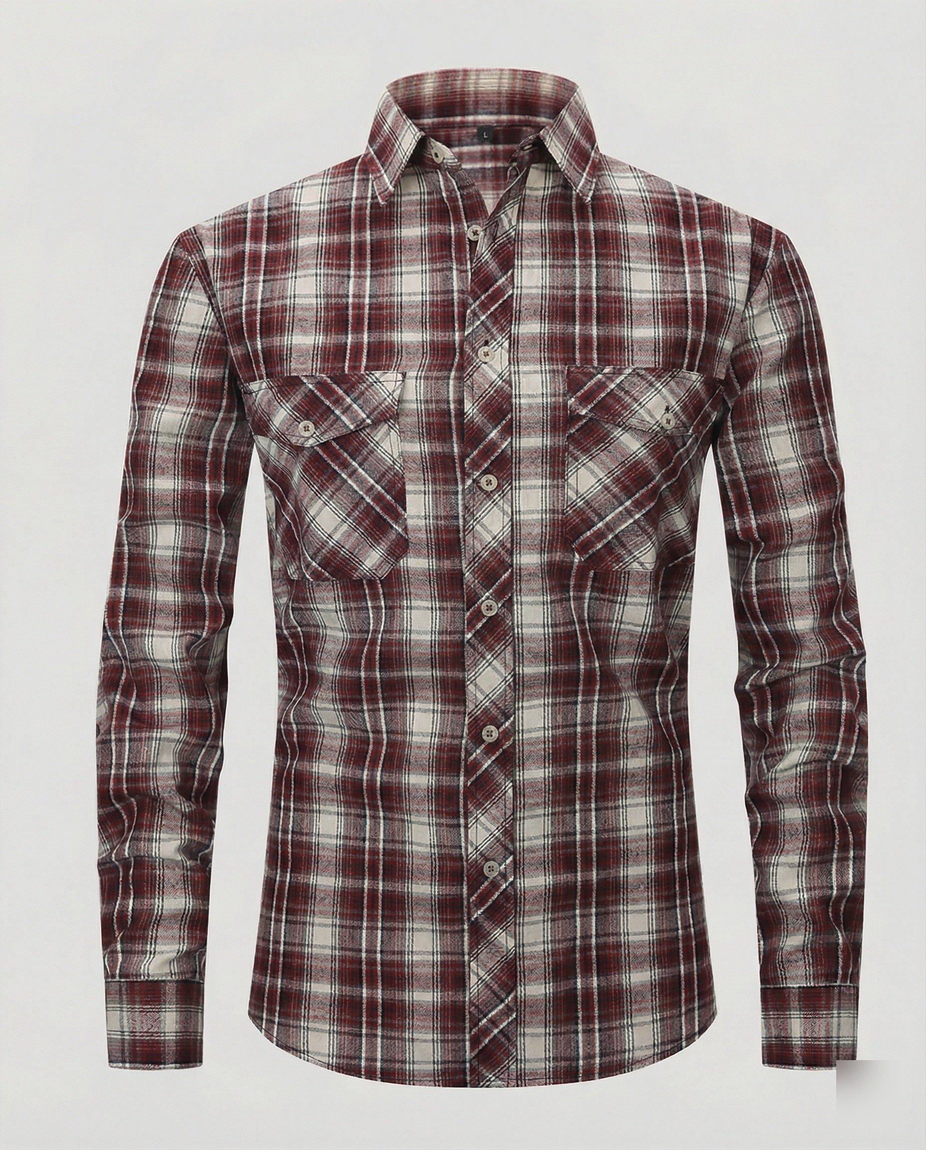 Men's Long Sleeve Shirt Checked with Kent Collar