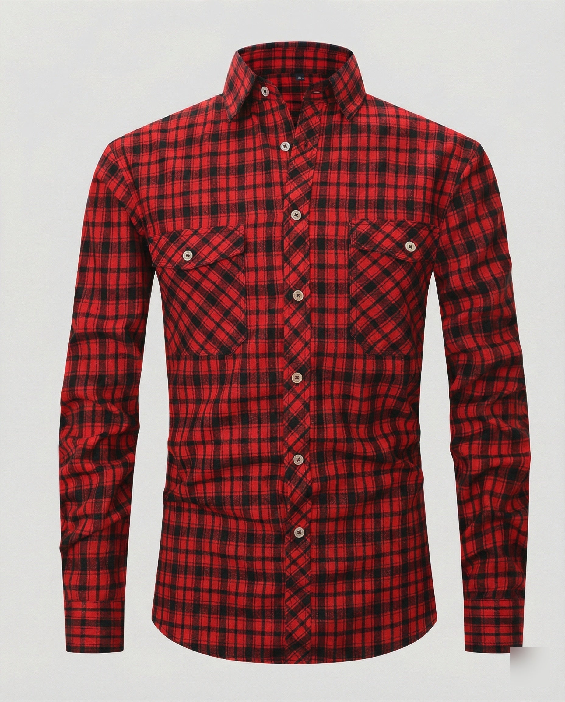 Men's Long Sleeve Shirt Checked with Kent Collar