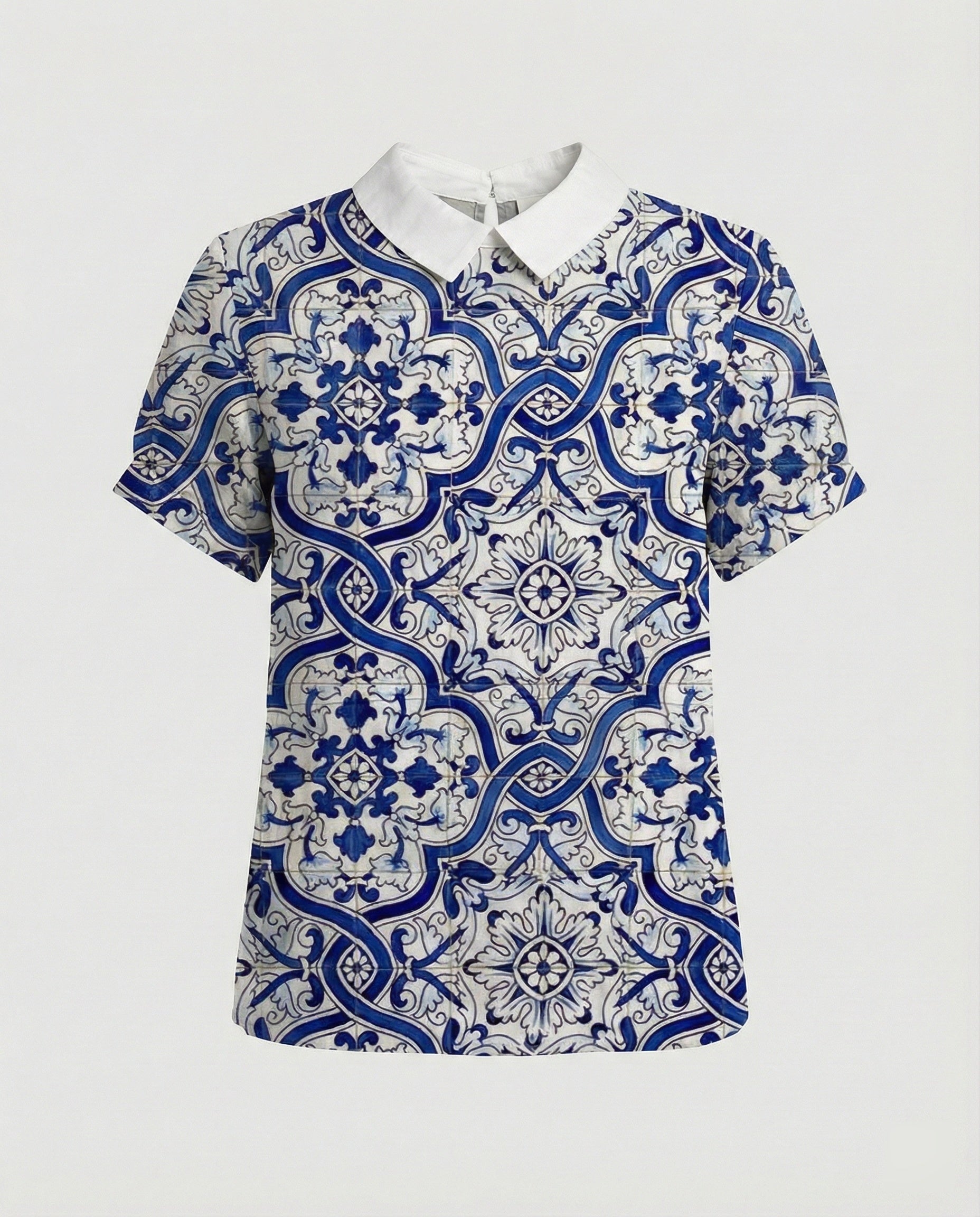Ladies Blouse Linen Peter Pan Collar
