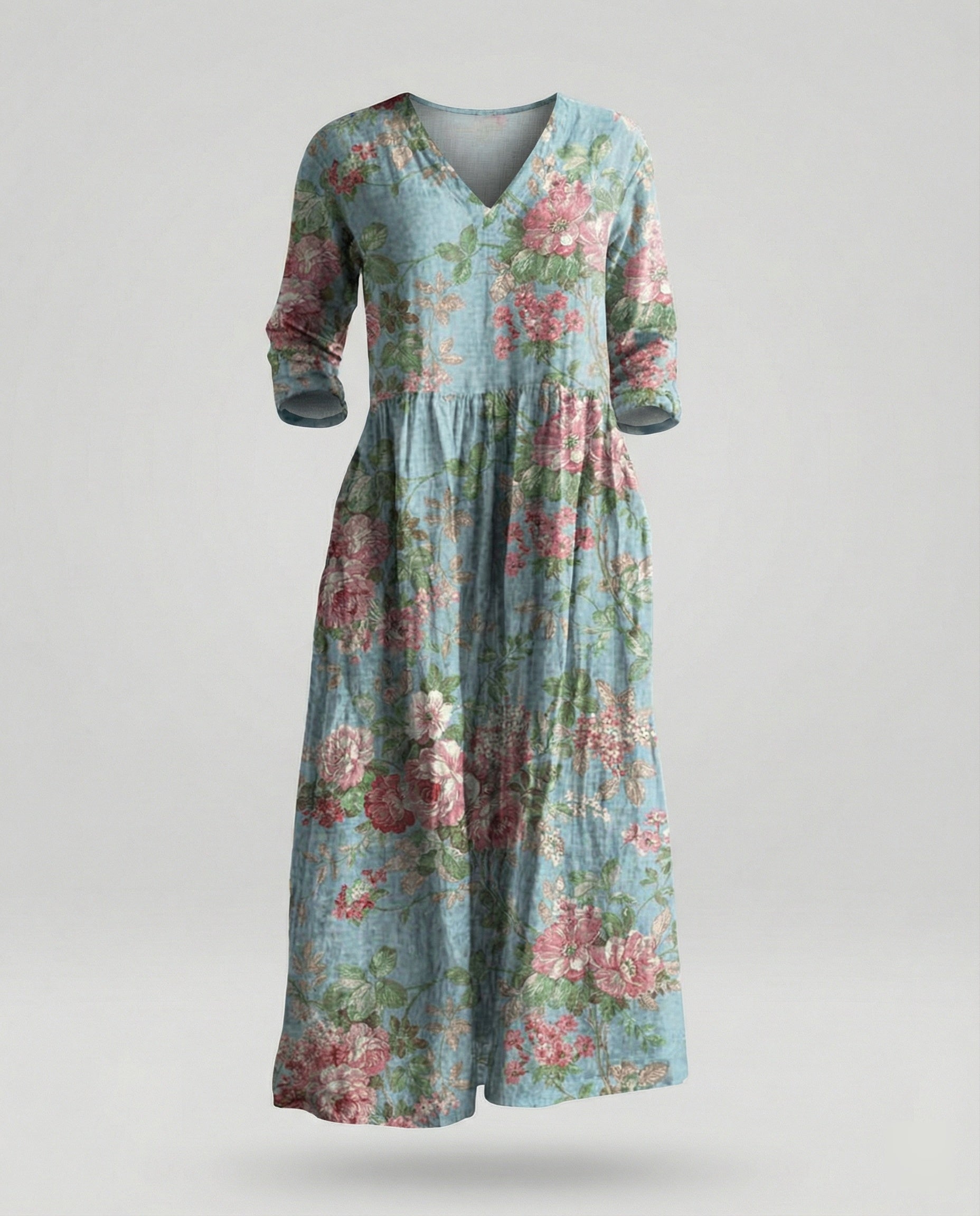 Women's Maxi Dress Summer Linen Look V-Neck