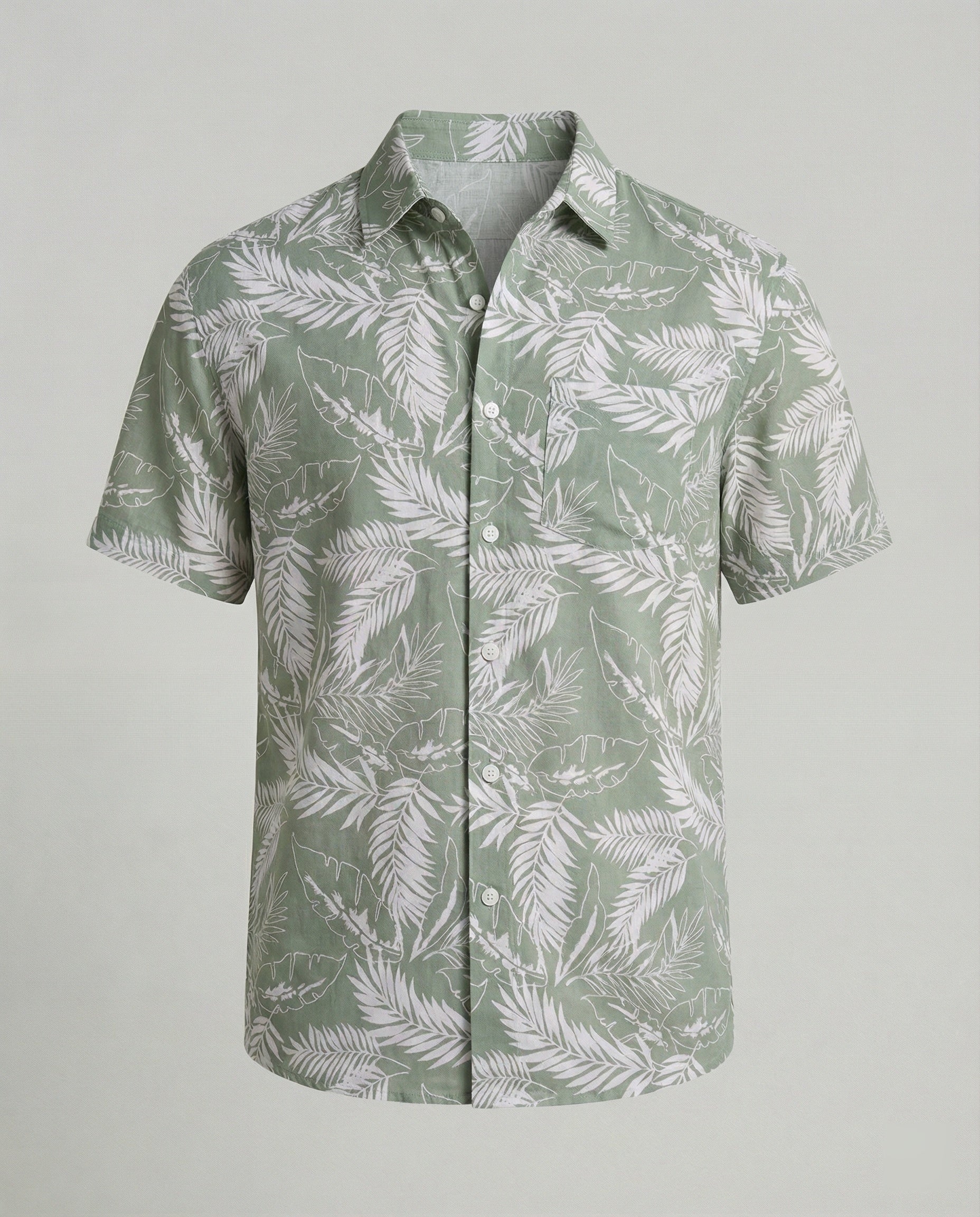 Short Sleeve Hawaii Shirt Men Palm Print
