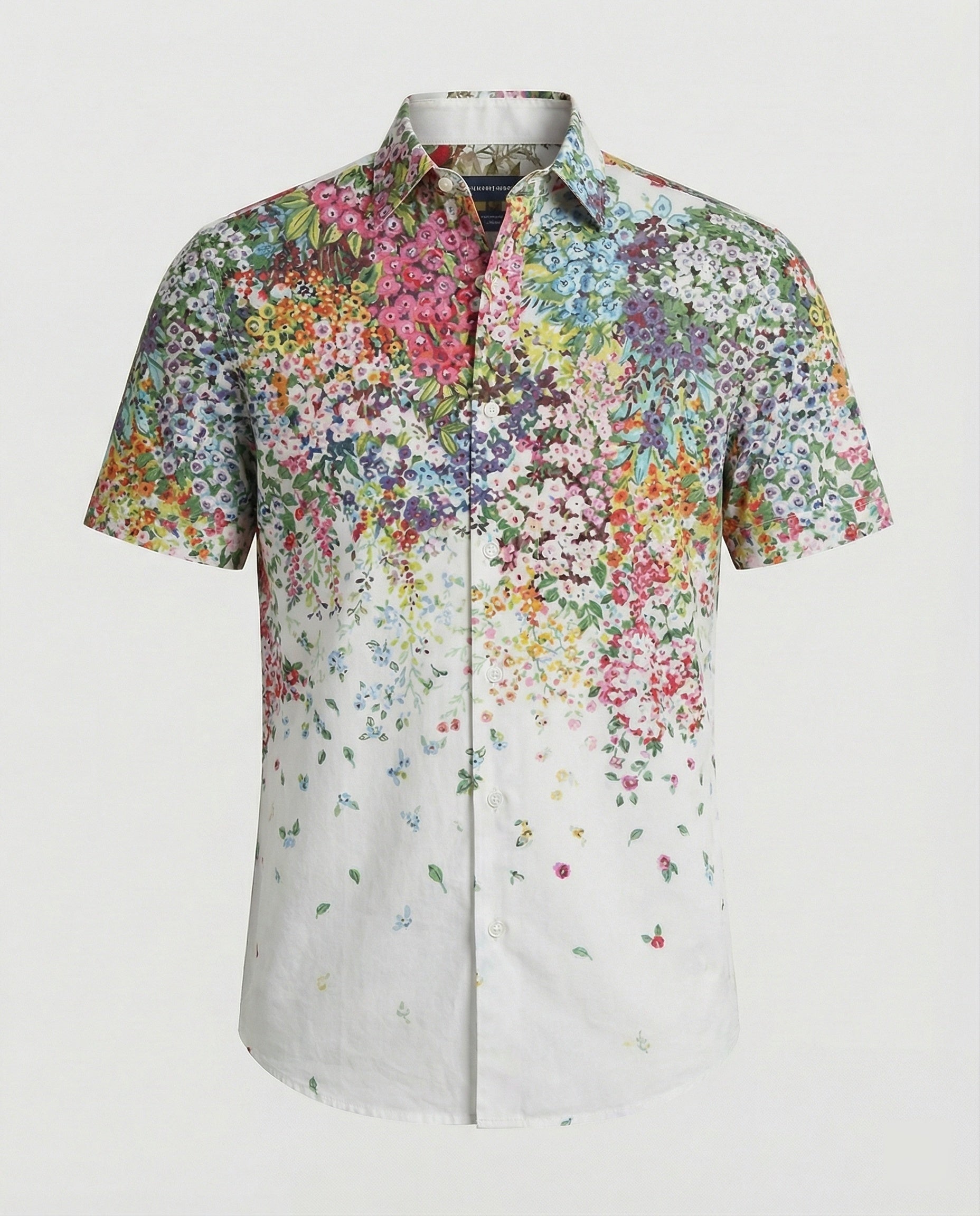Short sleeve shirt men floral pattern linen look