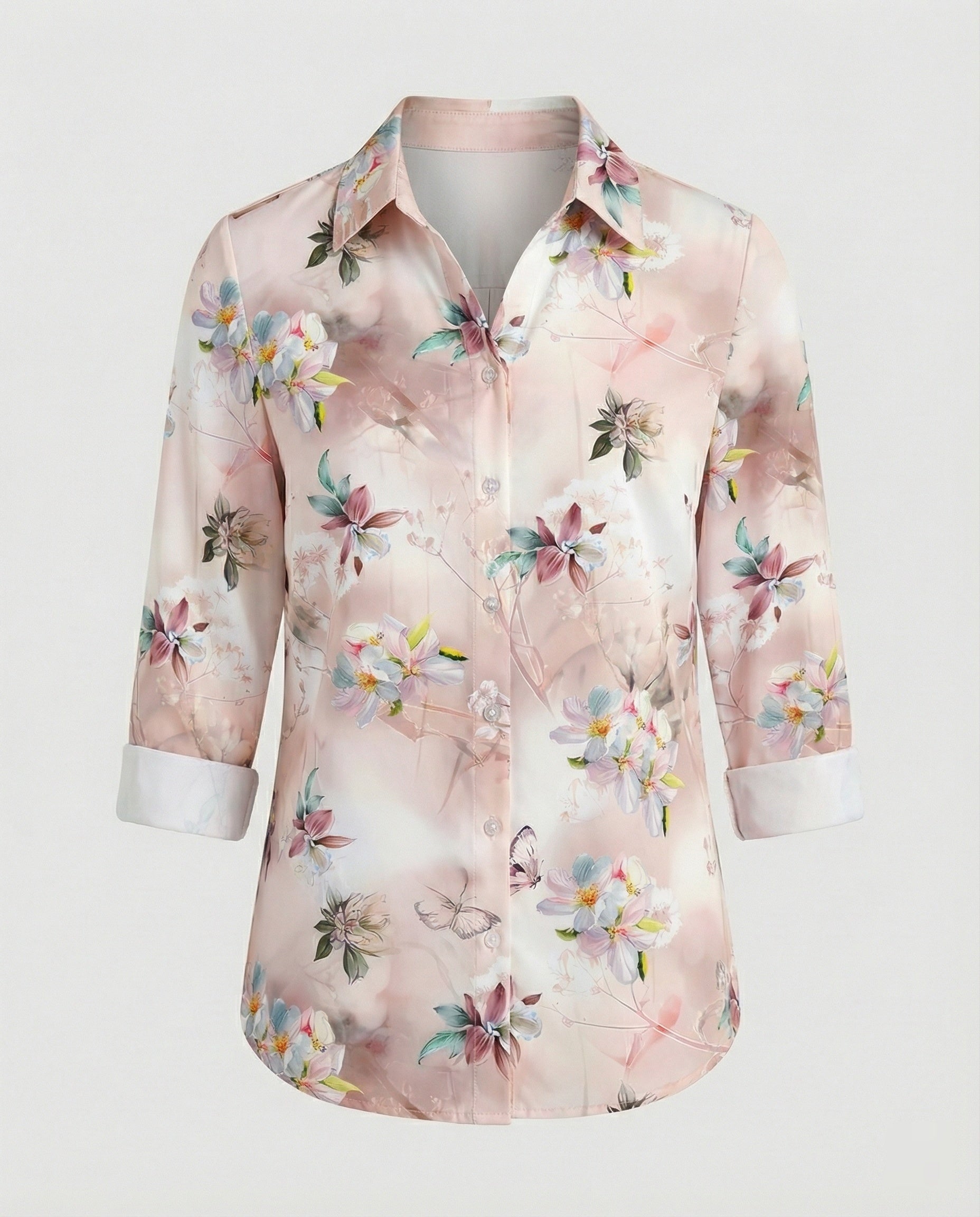 Shirt blouse silk look women floral
