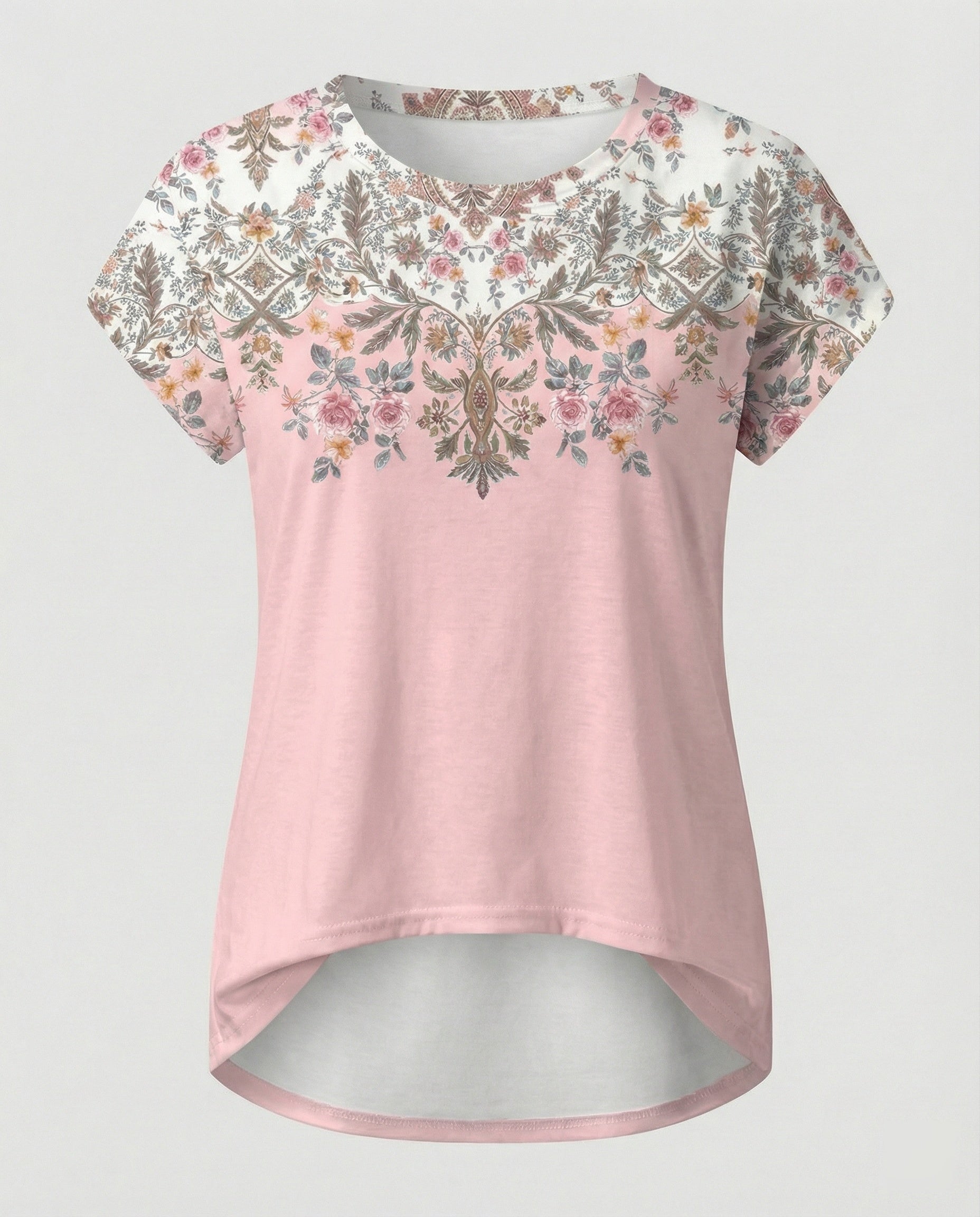 Watercolor Summer Blouse Women Asymmetric