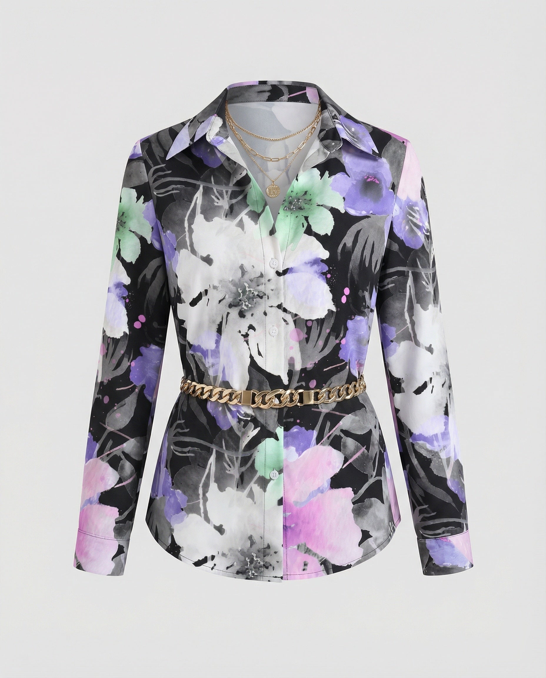 Shirt blouse silk look women floral