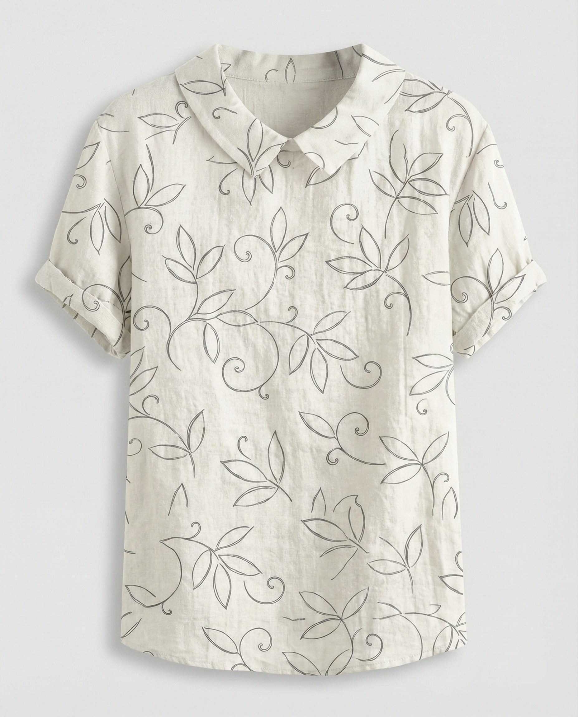 Ladies Blouse Linen Peter Pan Collar