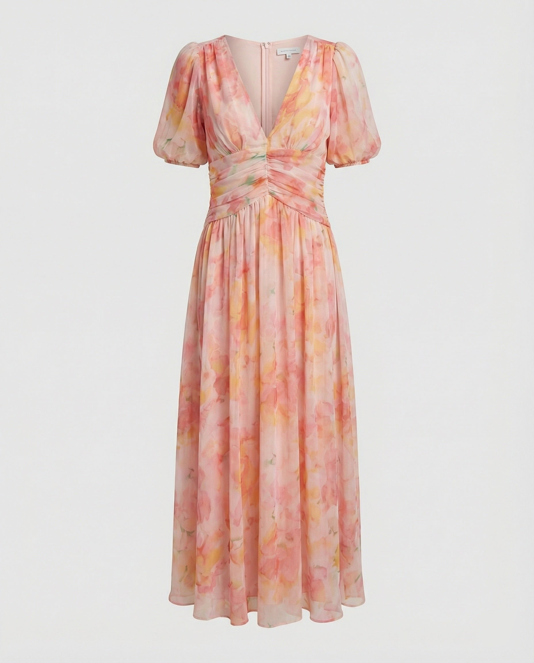 Ladies Wrap Maxi Dress with Puff Sleeves