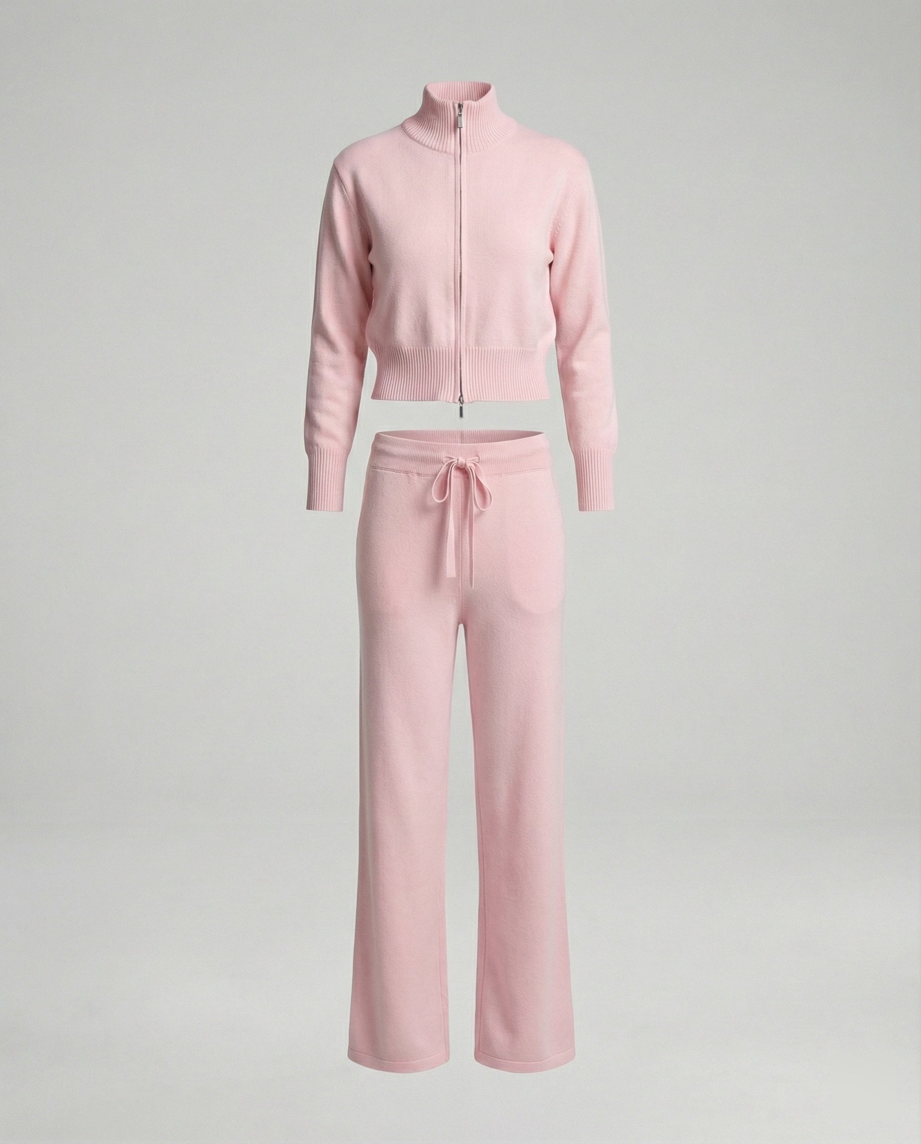 Knit Two-Piece Set Women with Stand-Up Collar