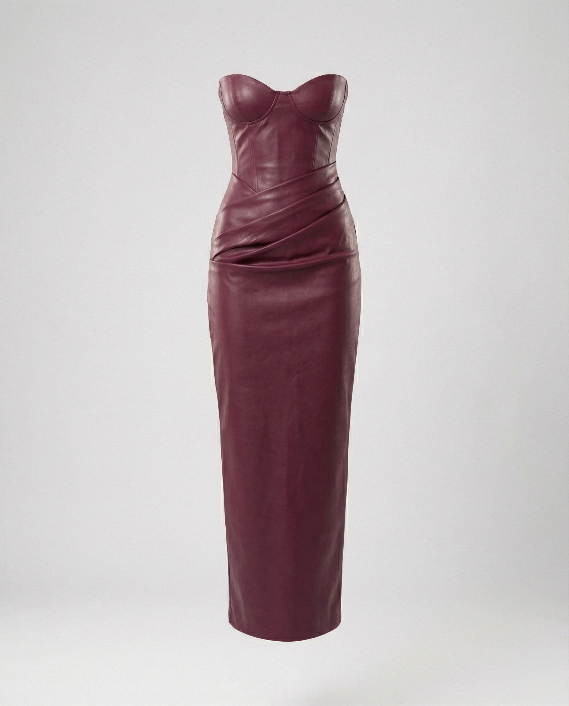 Women's long-sleeved leather dress with heart neckline