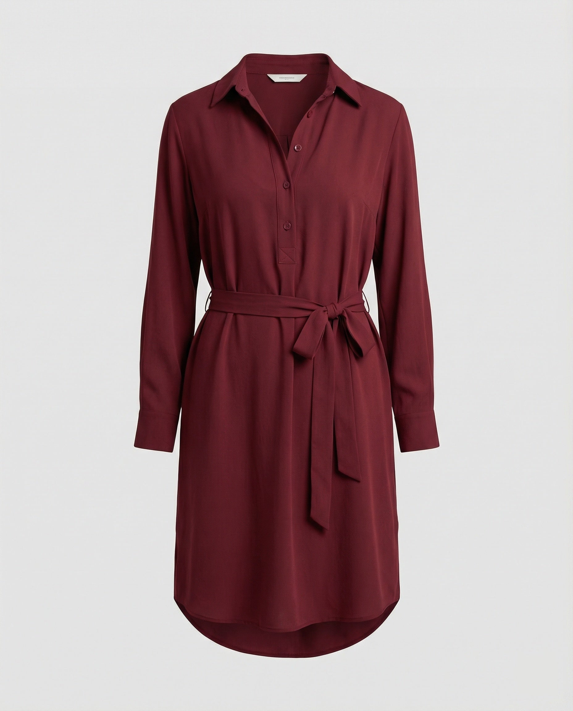 Shirt blouse mini dress with tie belt women