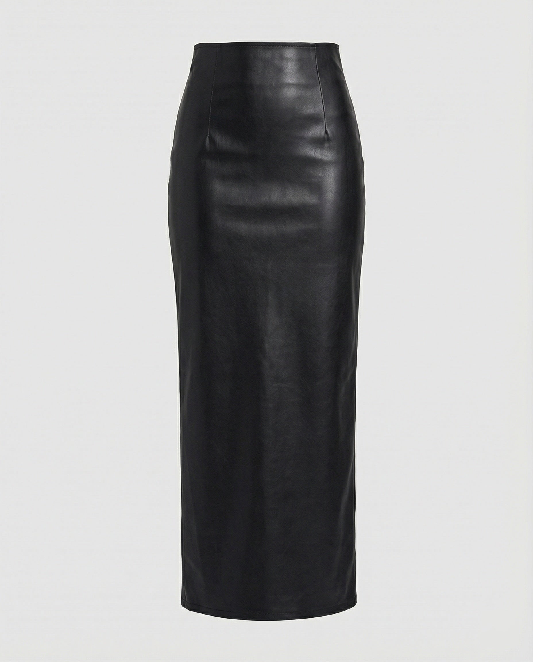 Women's fitted artificial leather midi skirt