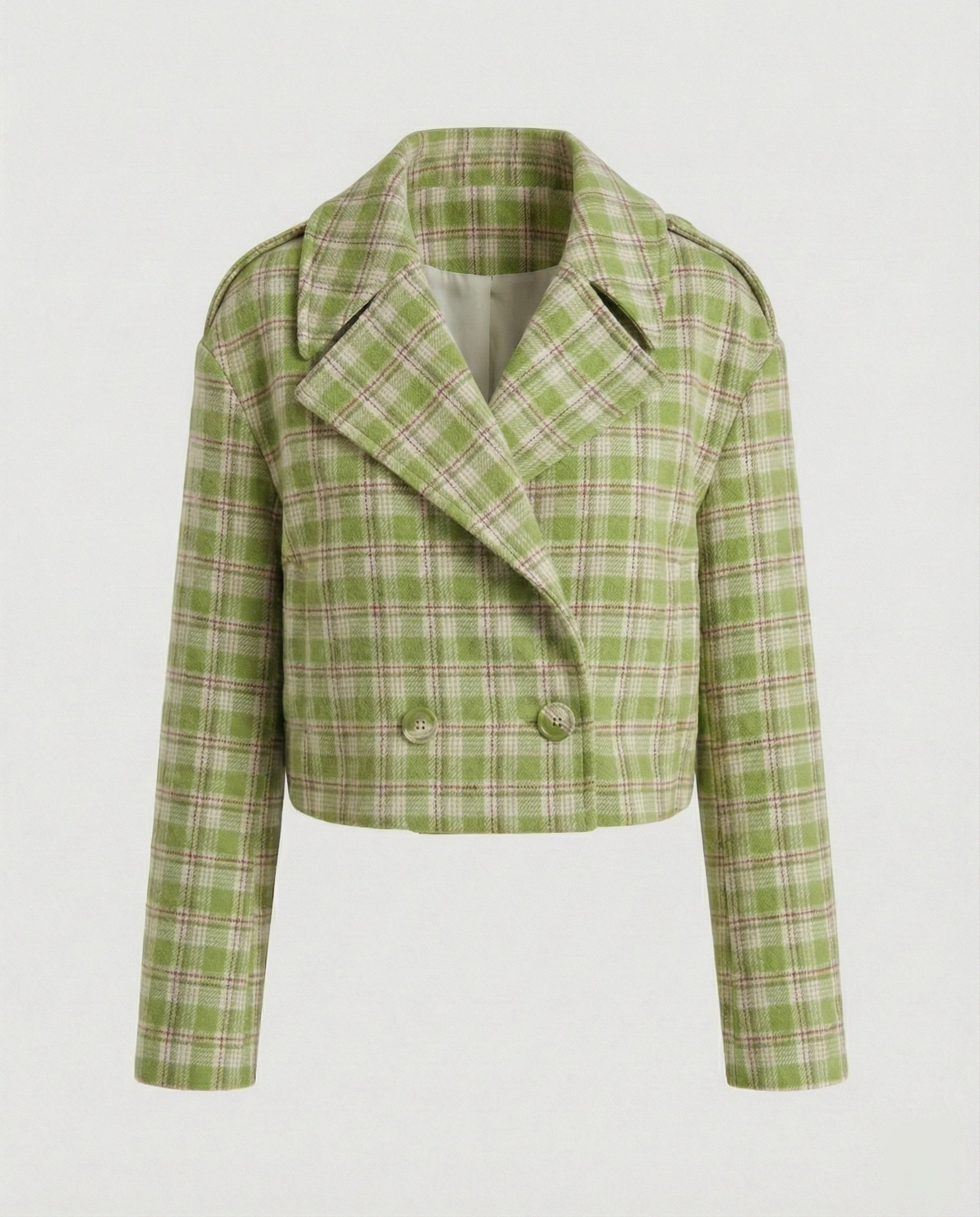 Women Checkered Short Jacket in Vintage Style