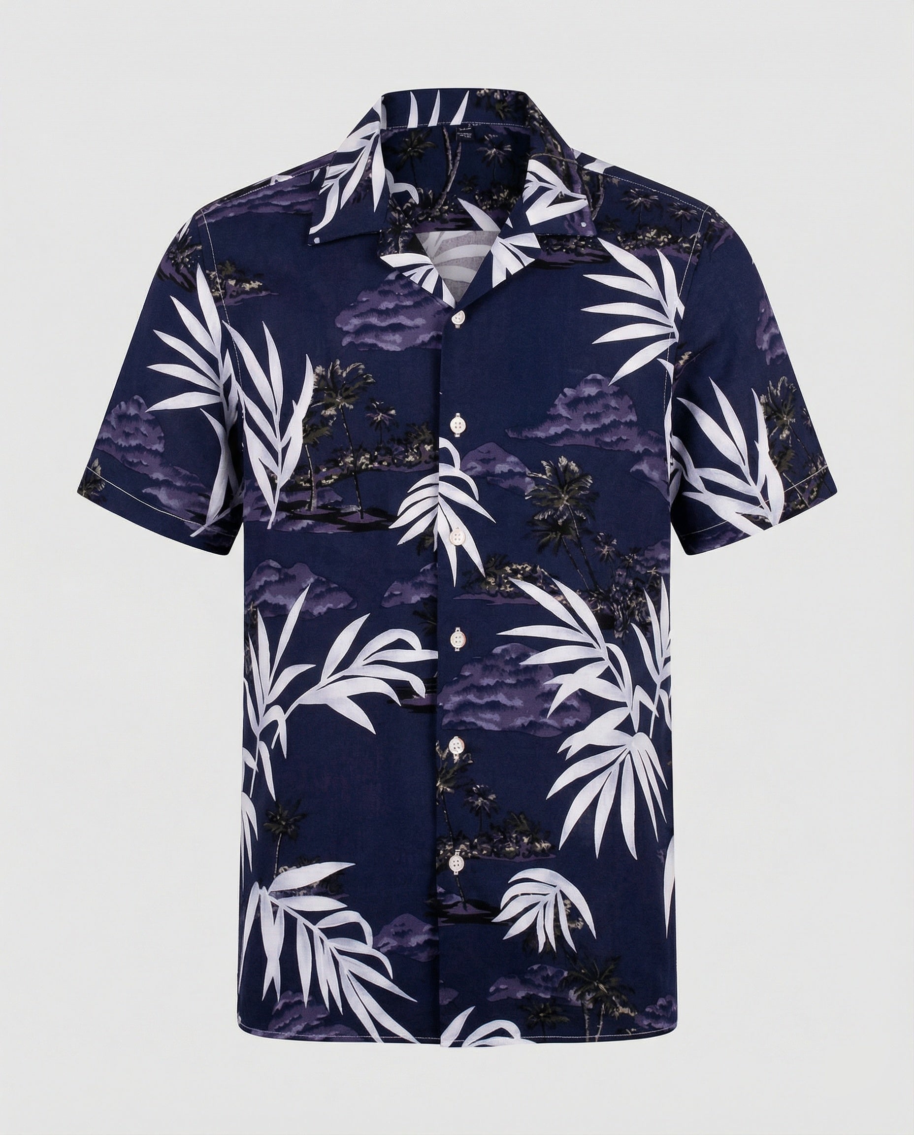 Short Sleeve Hawaii Shirt Men Palm Print