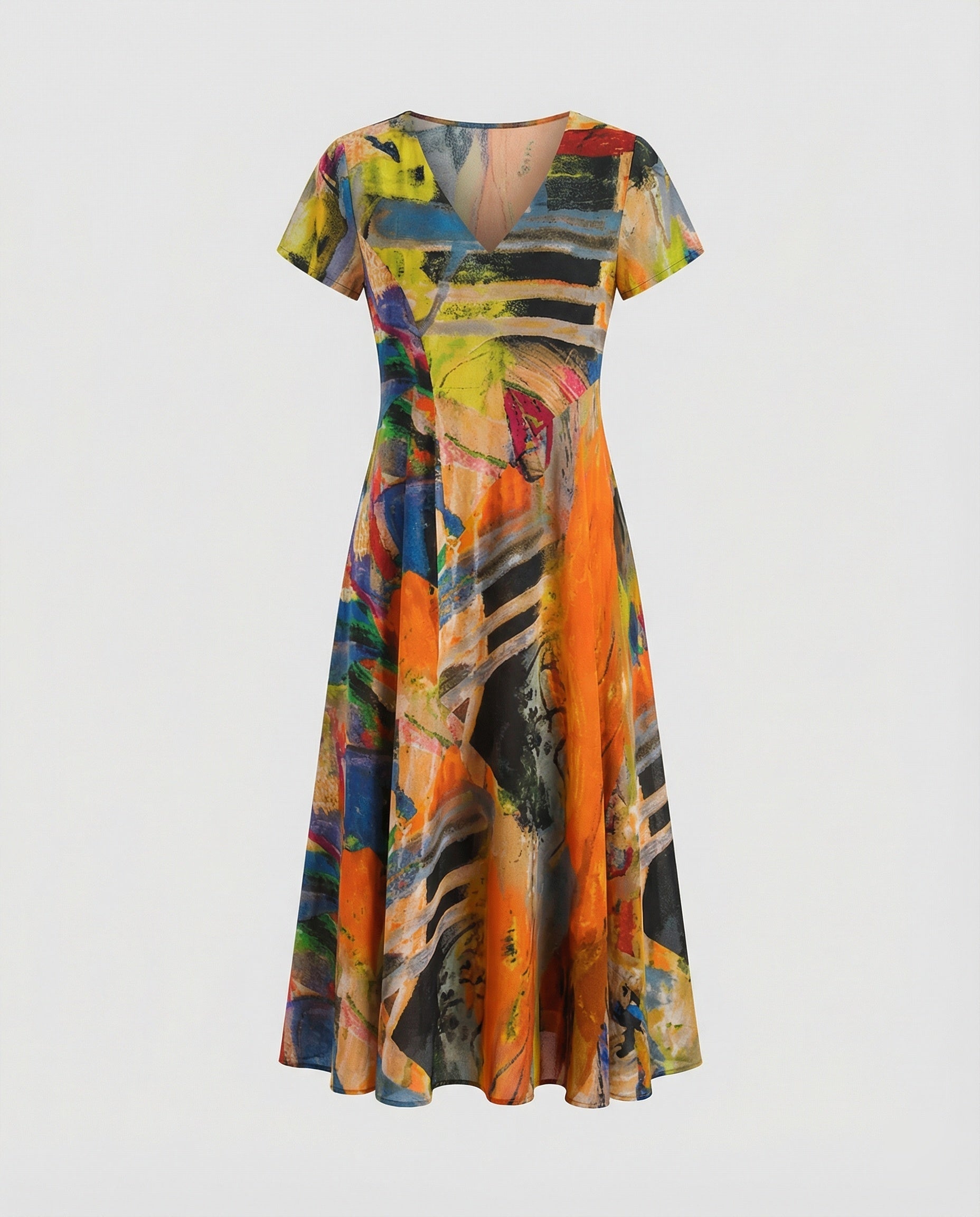Leisure dress women midi dress flared skirt
