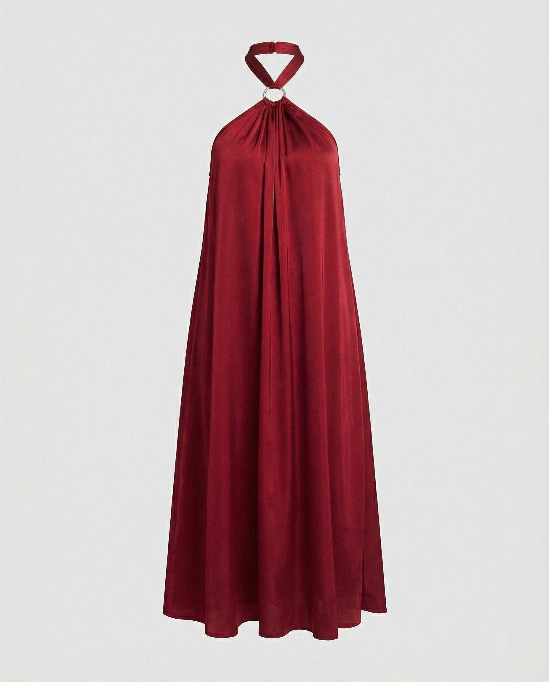 Women's Satin Midi Dress with Back Cutout
