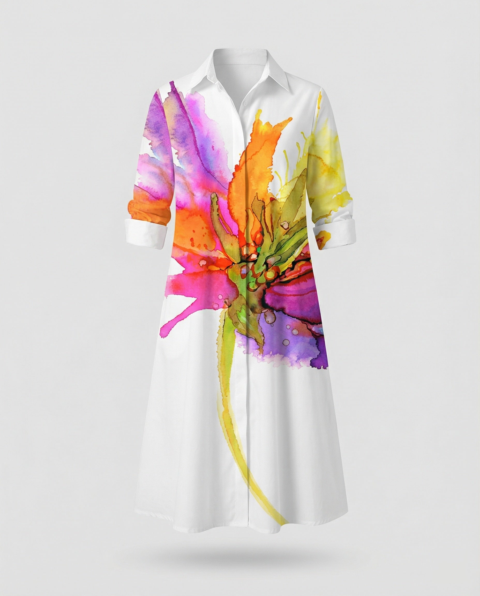 Women Shirt Dress Cotton Casual
