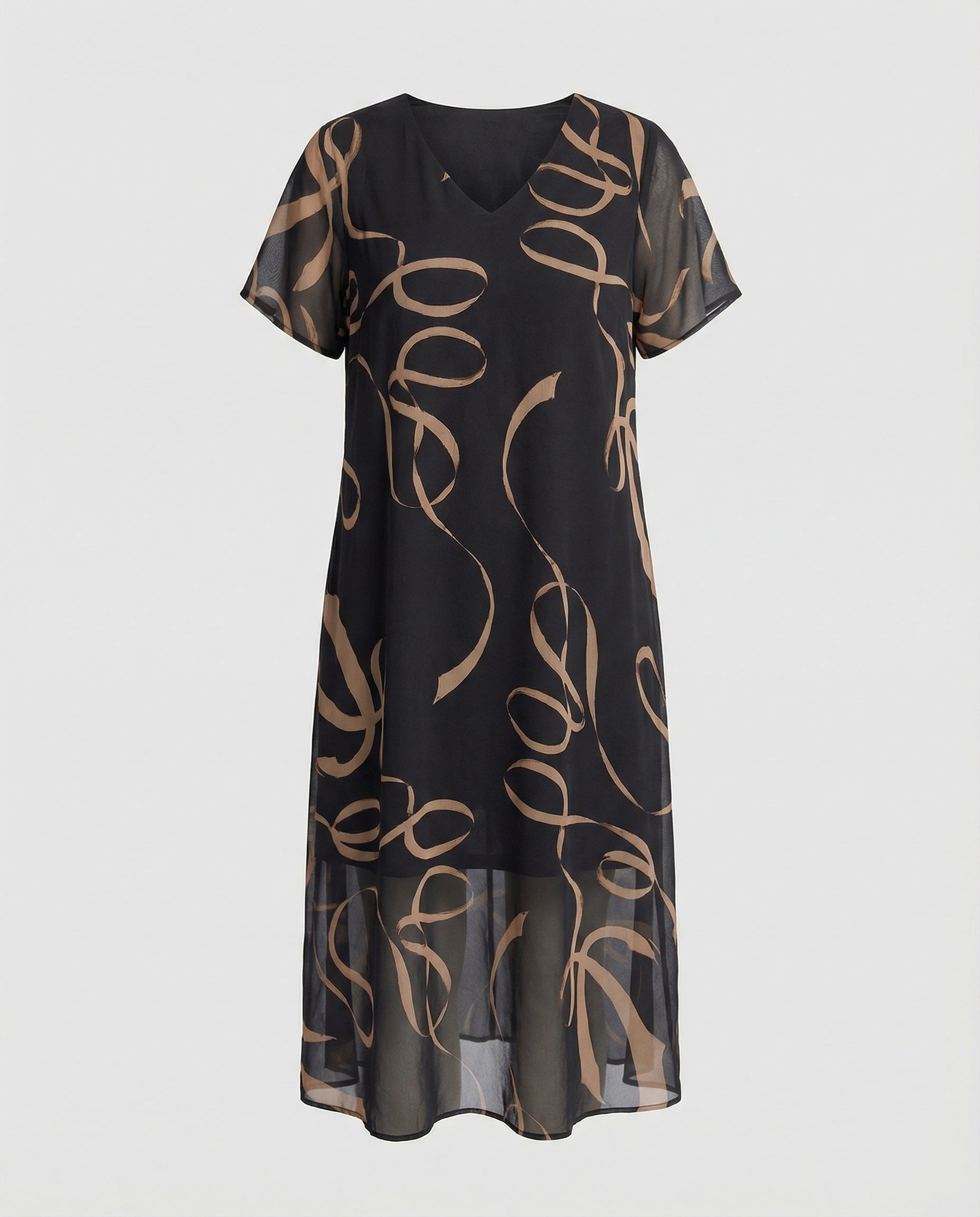 Leisure Dress Women Midi Dress Chiffon A-Line V-Neck