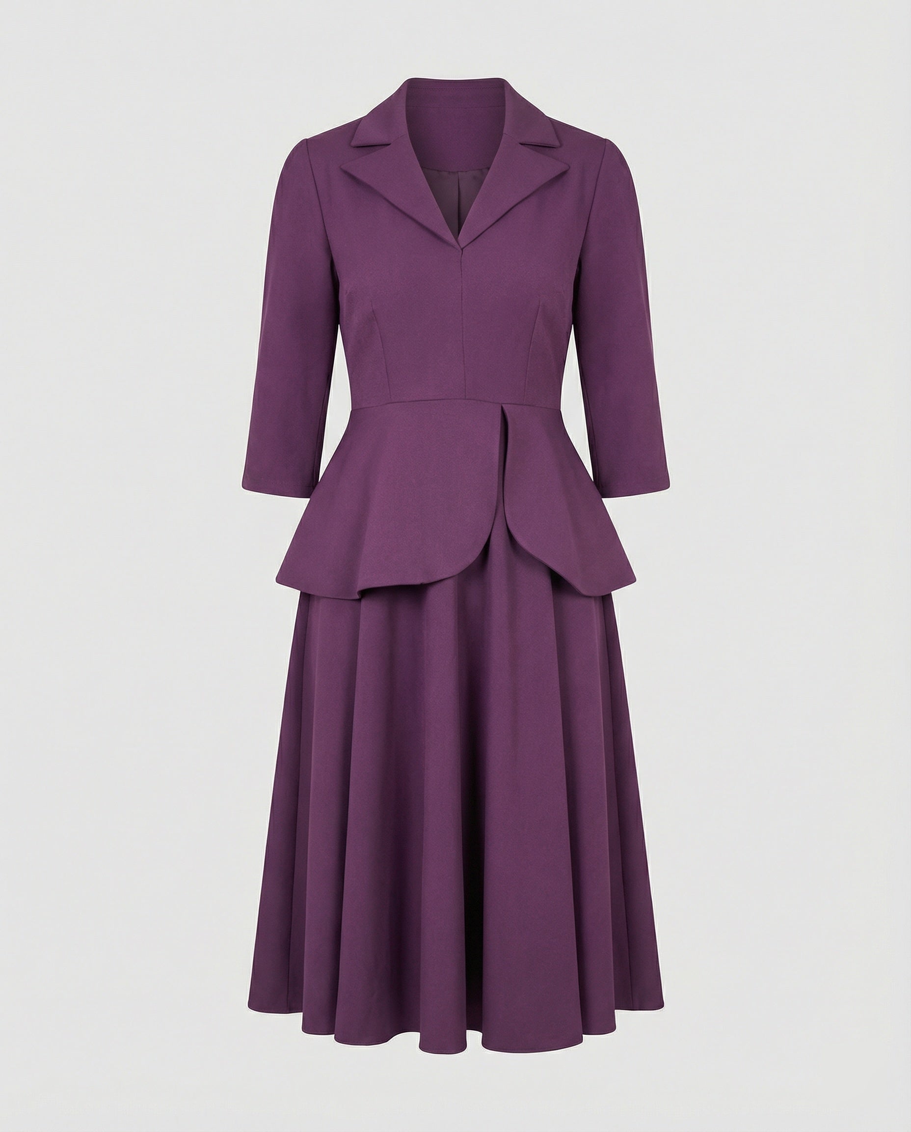 Ladies midi dress elegant with peplum