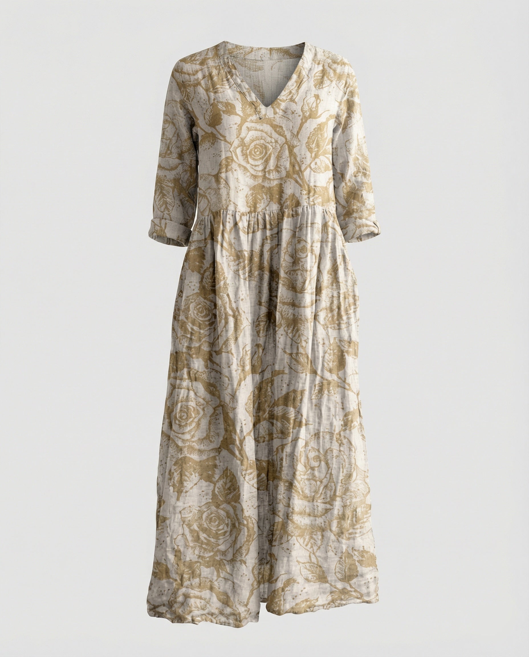 Women's Maxi Dress Summer Linen Look V-Neck