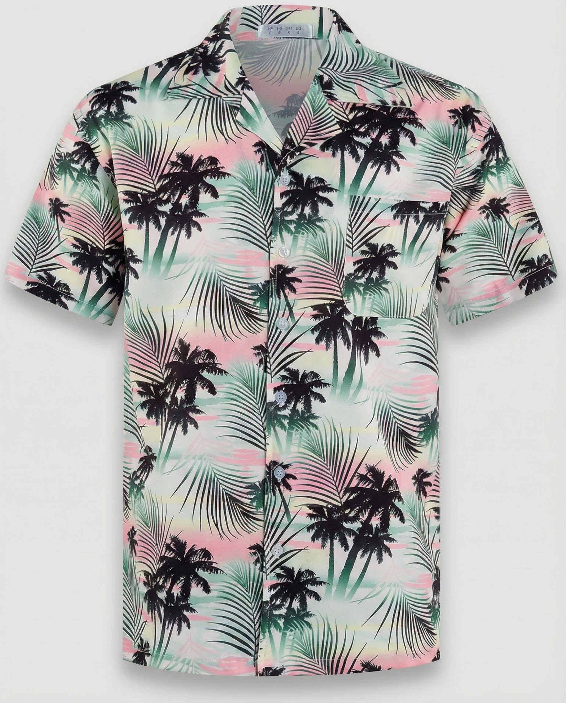 Short Sleeve Hawaii Shirt Men Palm Print