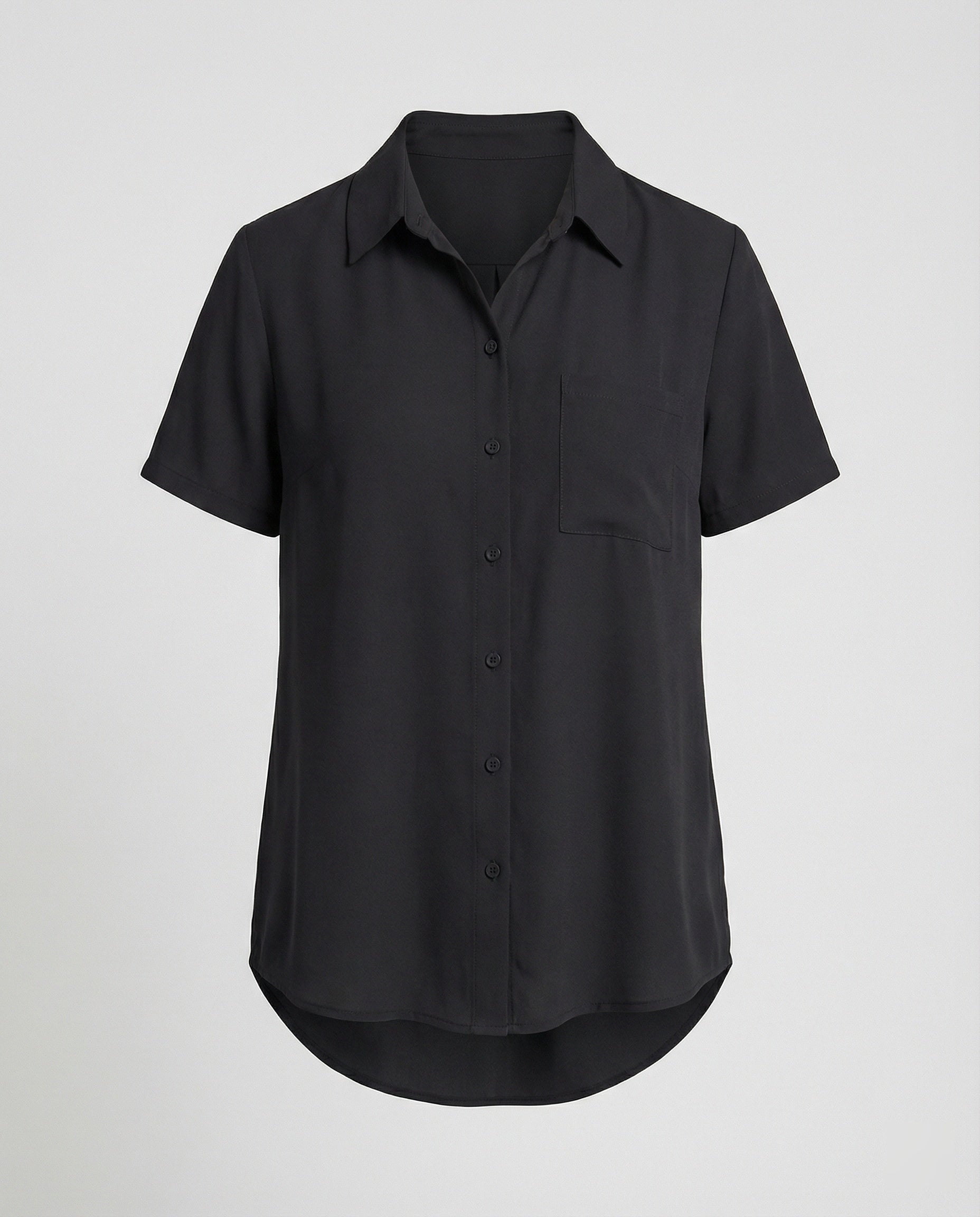 Short Sleeve Blouse Top for Women with Chest Pocket