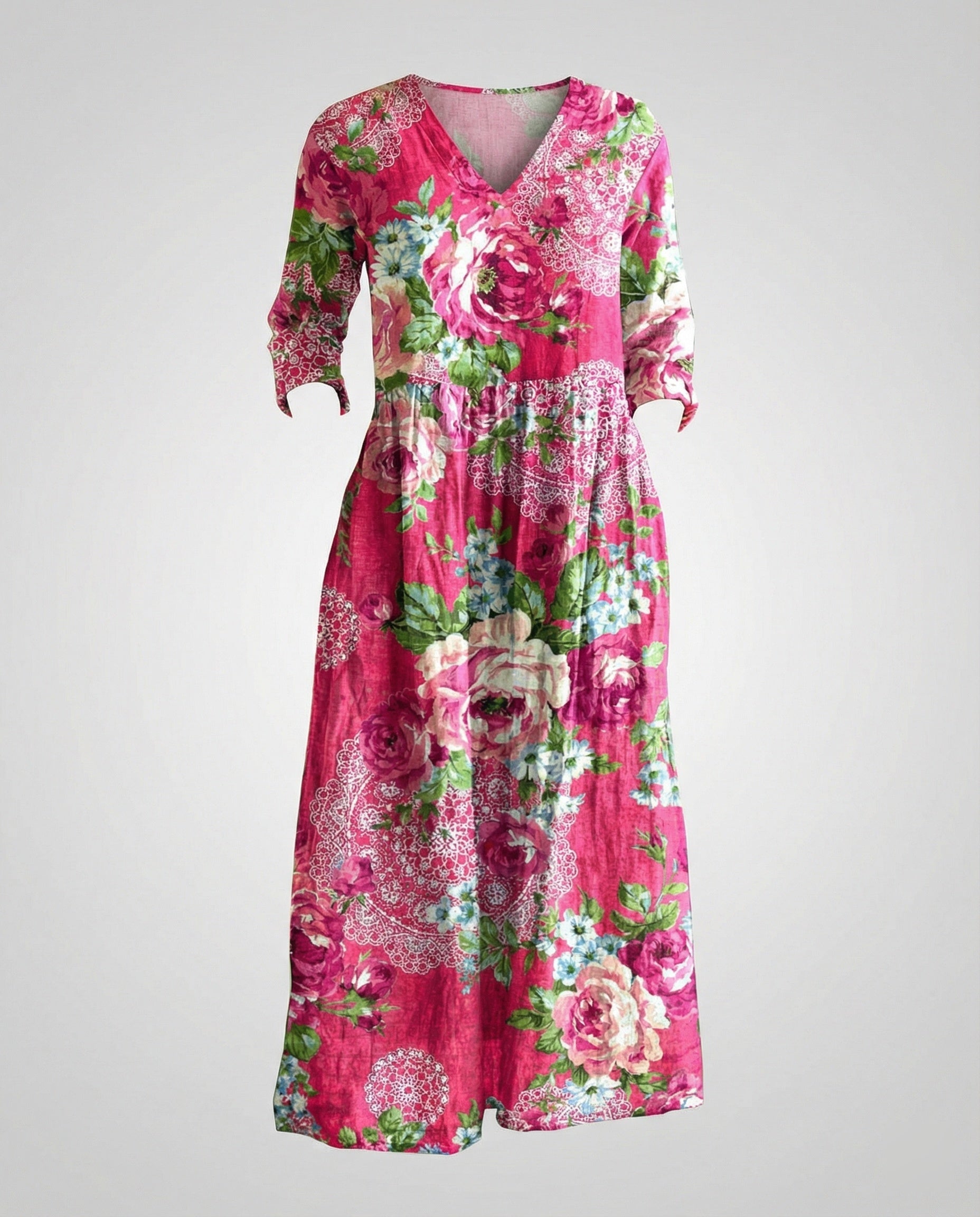 Women's Maxi Dress Summer Linen Look V-Neck
