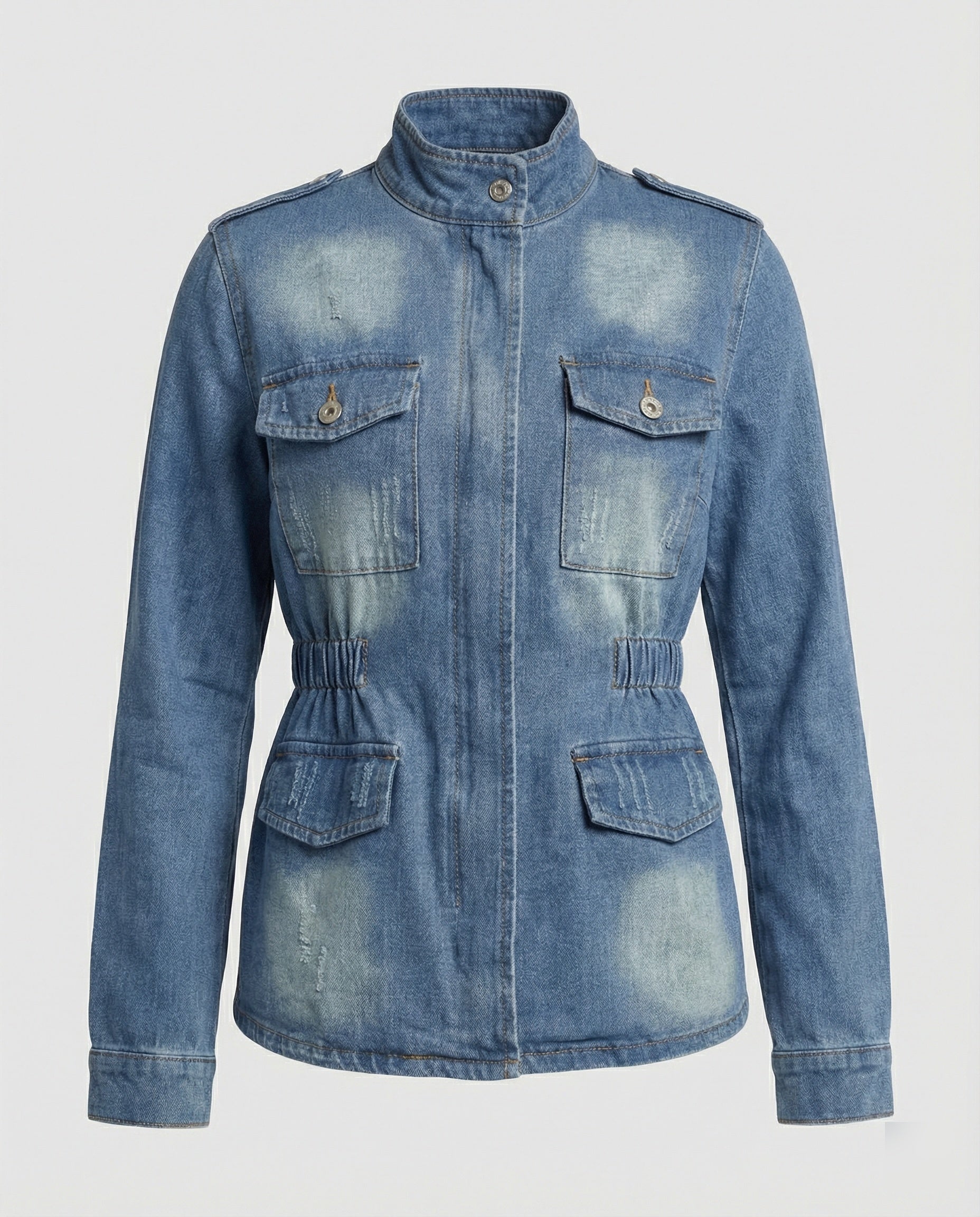 Women's fitted denim jacket with pockets