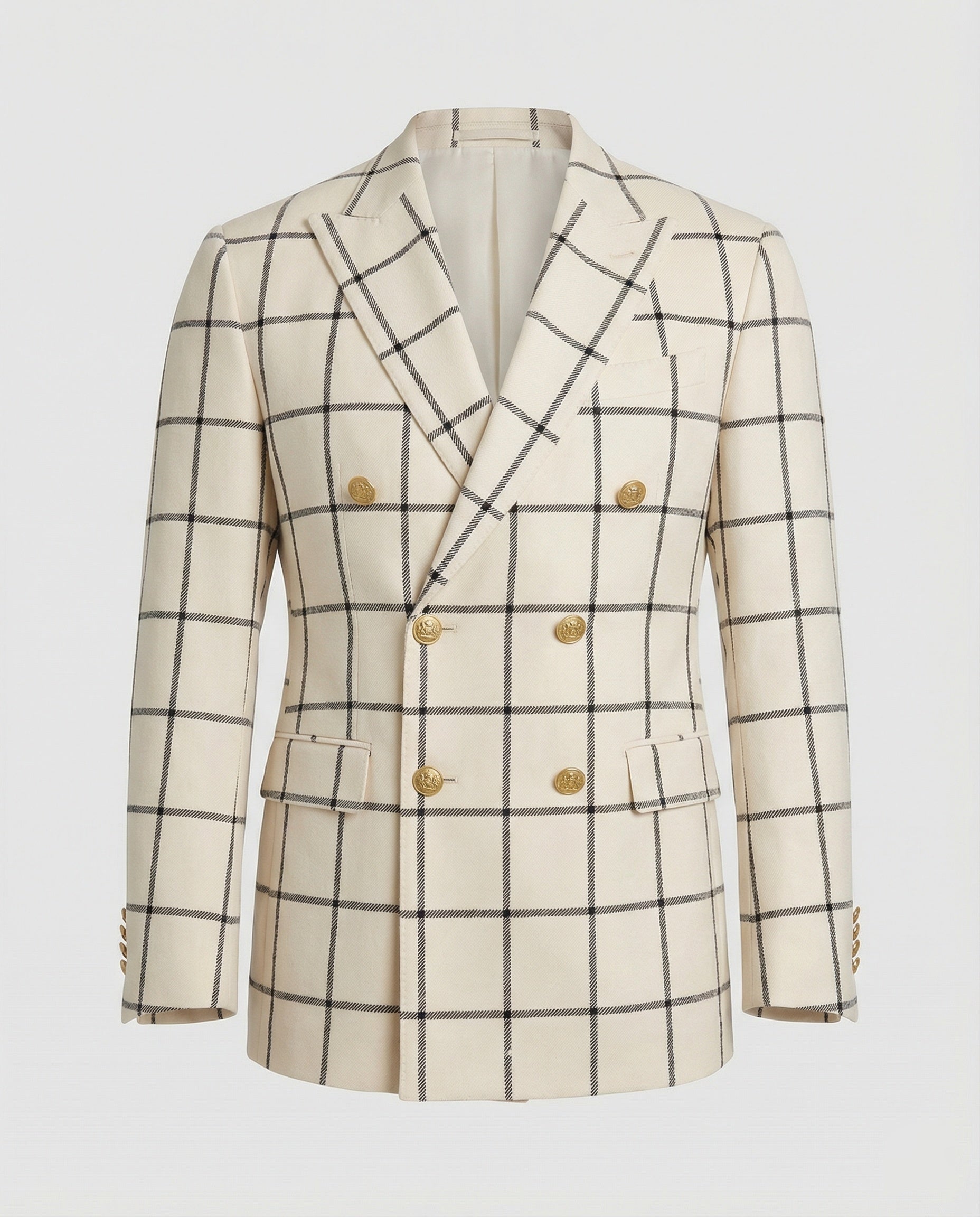 Men's Check Blazer – Men's Blazer with Double-Breasted Button Placket