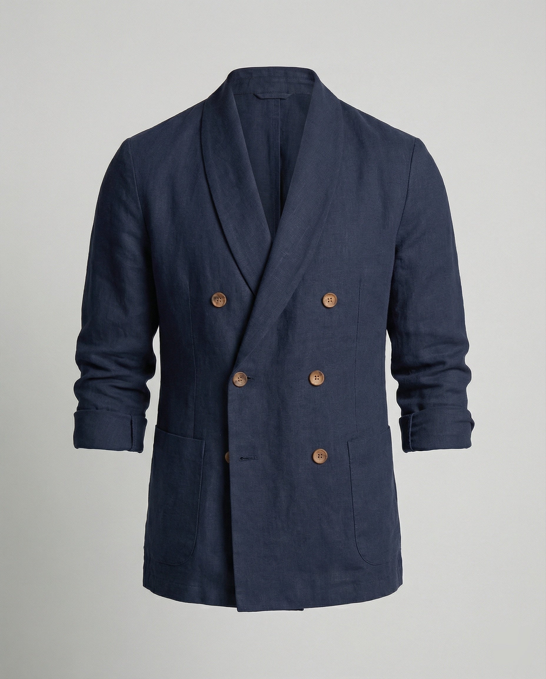 Men's Lightweight Linen Jacket with Double Button Placket