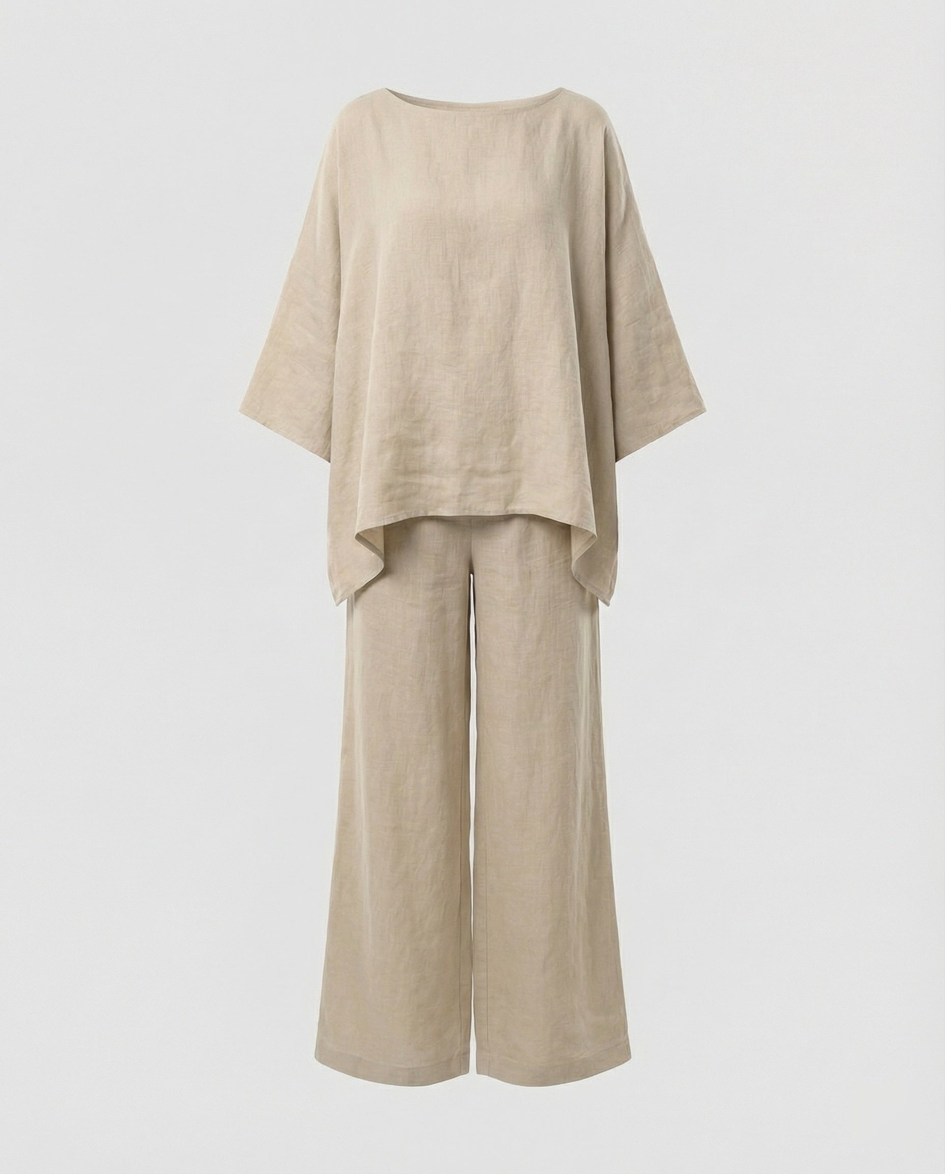 Linen Two-Piece Set for Women with Palazzo Pants