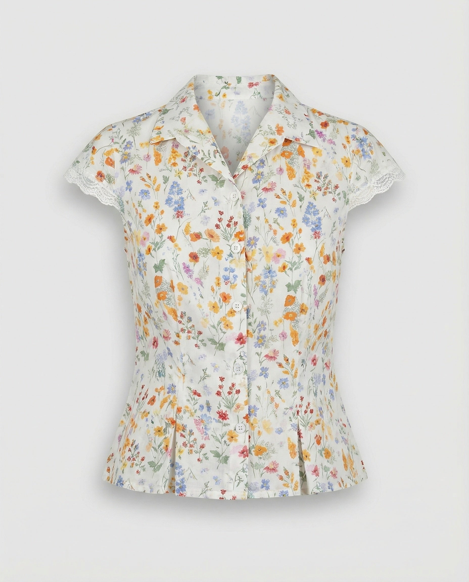 Ladies Blouse Top Lace Short Sleeve