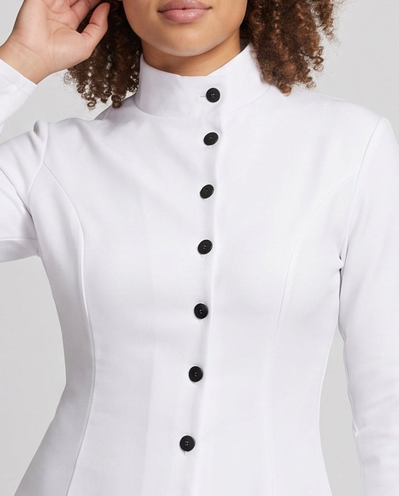 Women's professional dress with stand-up collar and button placket Chichicherry