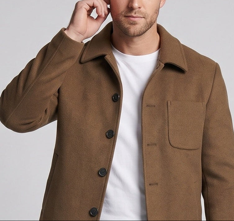Men's short wool jacket in carcoat style with chest pocket Chichicherry