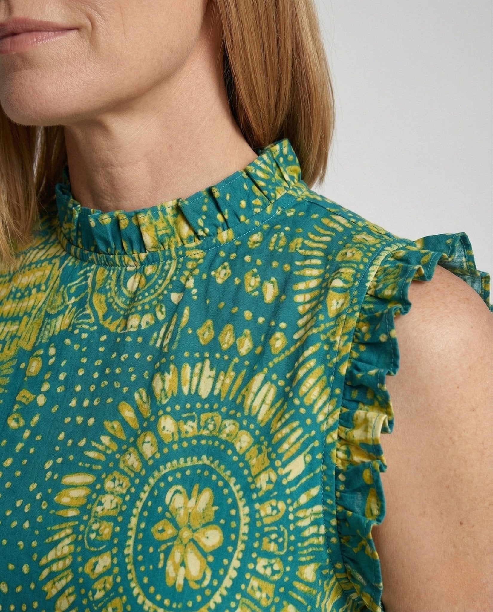 Ruffle Dress Sleeveless Boho Print Women - Chichicherry