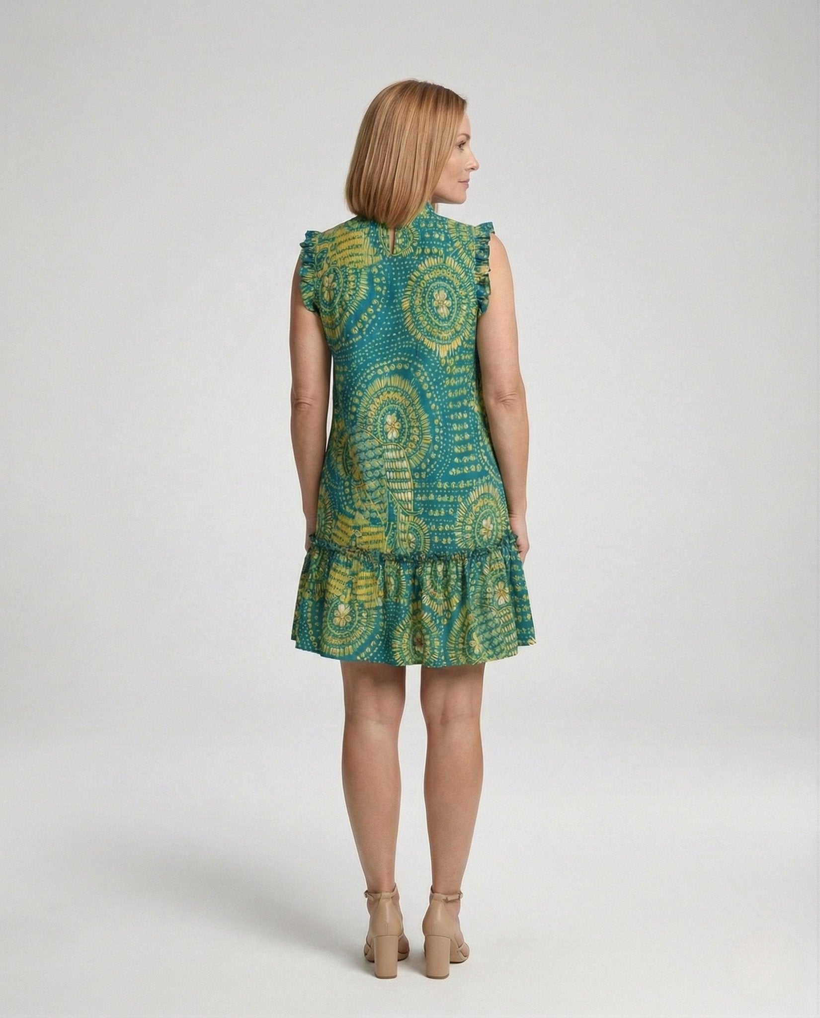 Ruffle Dress Sleeveless Boho Print Women - Chichicherry